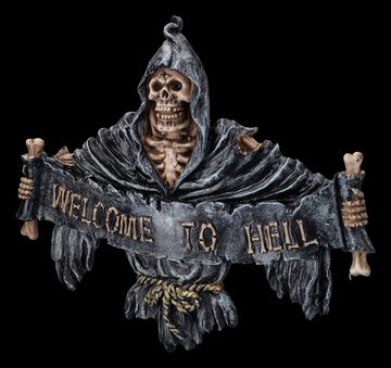 Figuren Shop GmbH Dekoobjekt Türschild Skelett Reaper - Welcome to Hell klein - Gothic Dekoobjekt