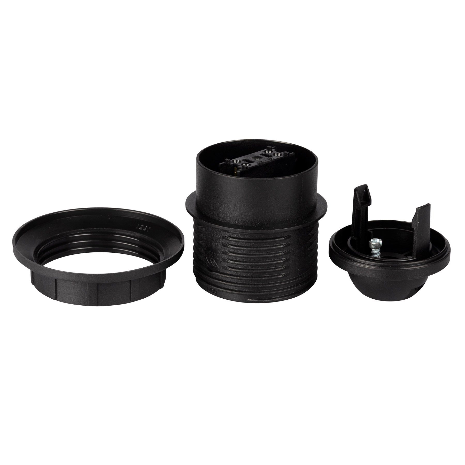 Aling Conel Lampenfassung E27 Lampenfassung (PBT), Gewindefassung mit Einbauring, (Set, 5-St)