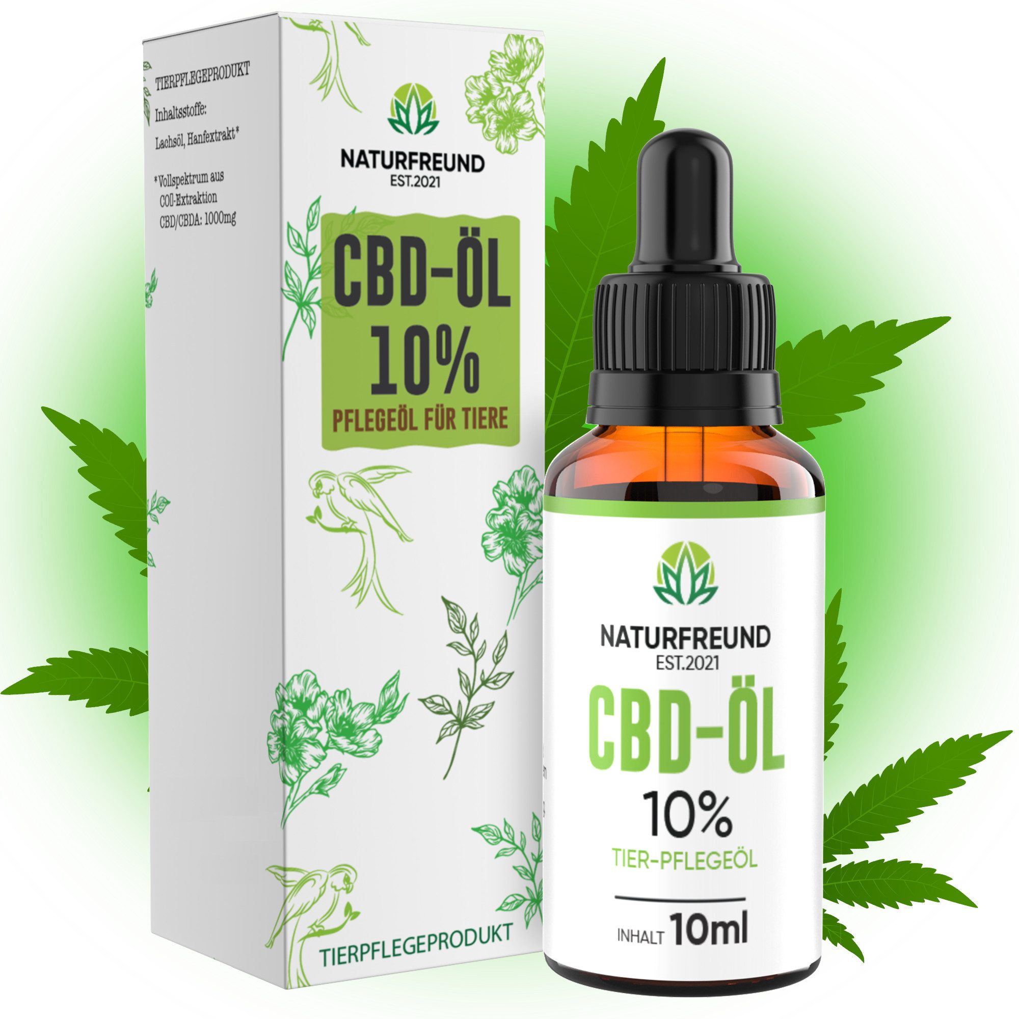 NATURFREUND EST.2021 NATURFREUND® Premium CBD Öl für Hunde & Katzen - CBD Tropfen 10ml Tropfen, 10 ml