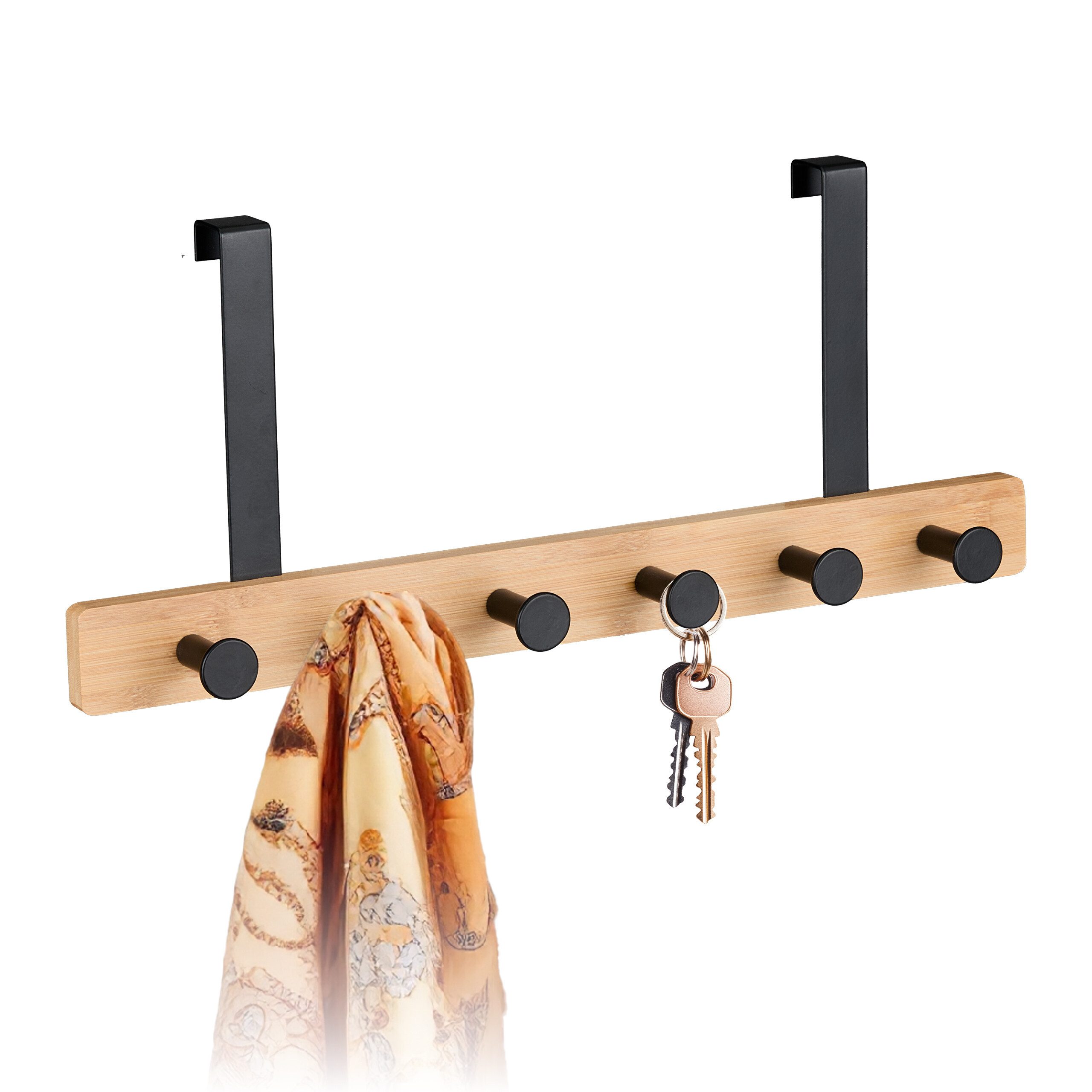 relaxdays Türgarderobe mit 6 Hake, Türen, schwarz günstig online kaufen