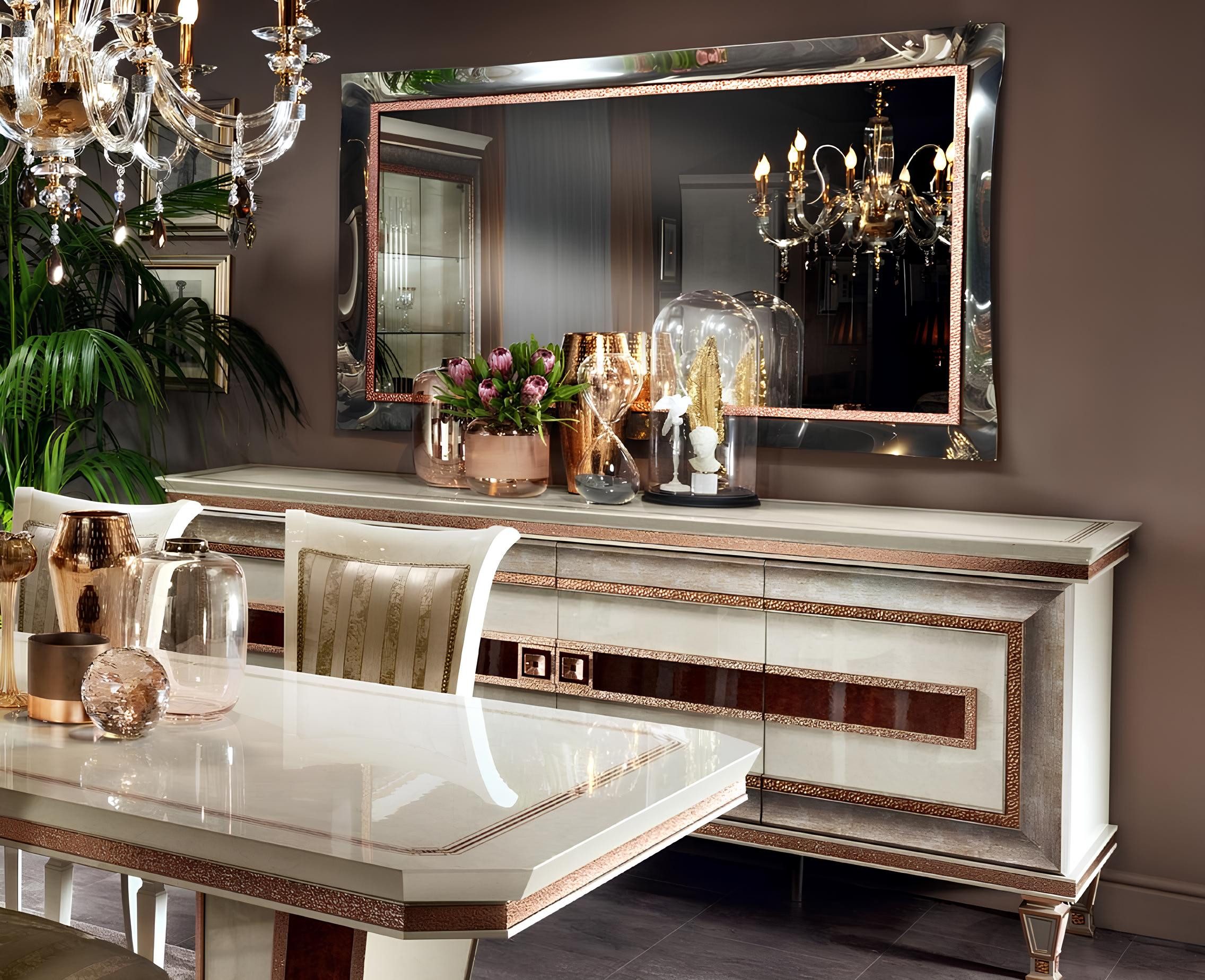 JVmoebel Anrichte Spiegelanrichte Konsolentisch 2-teilig Schrank arredoclassic, Made in Italy