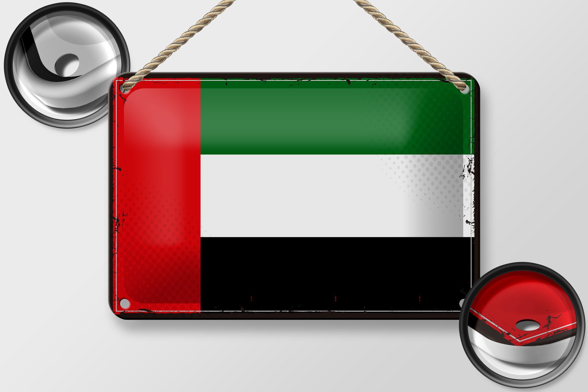 Femer GmbH Metallschild Flagge Arabischen Emirate 18x12cm Retro Flag, (1 St), gewölbte Oberfläche, abgerundete Ecken, umgeschlagene Kanten