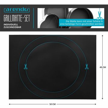 Arendo Grillschale, Glasfasergewebe, (Set, 3-St), Grillmatte PTFE antihaftbeschichtet, Backmatte, max. 260°C, 40x50cm