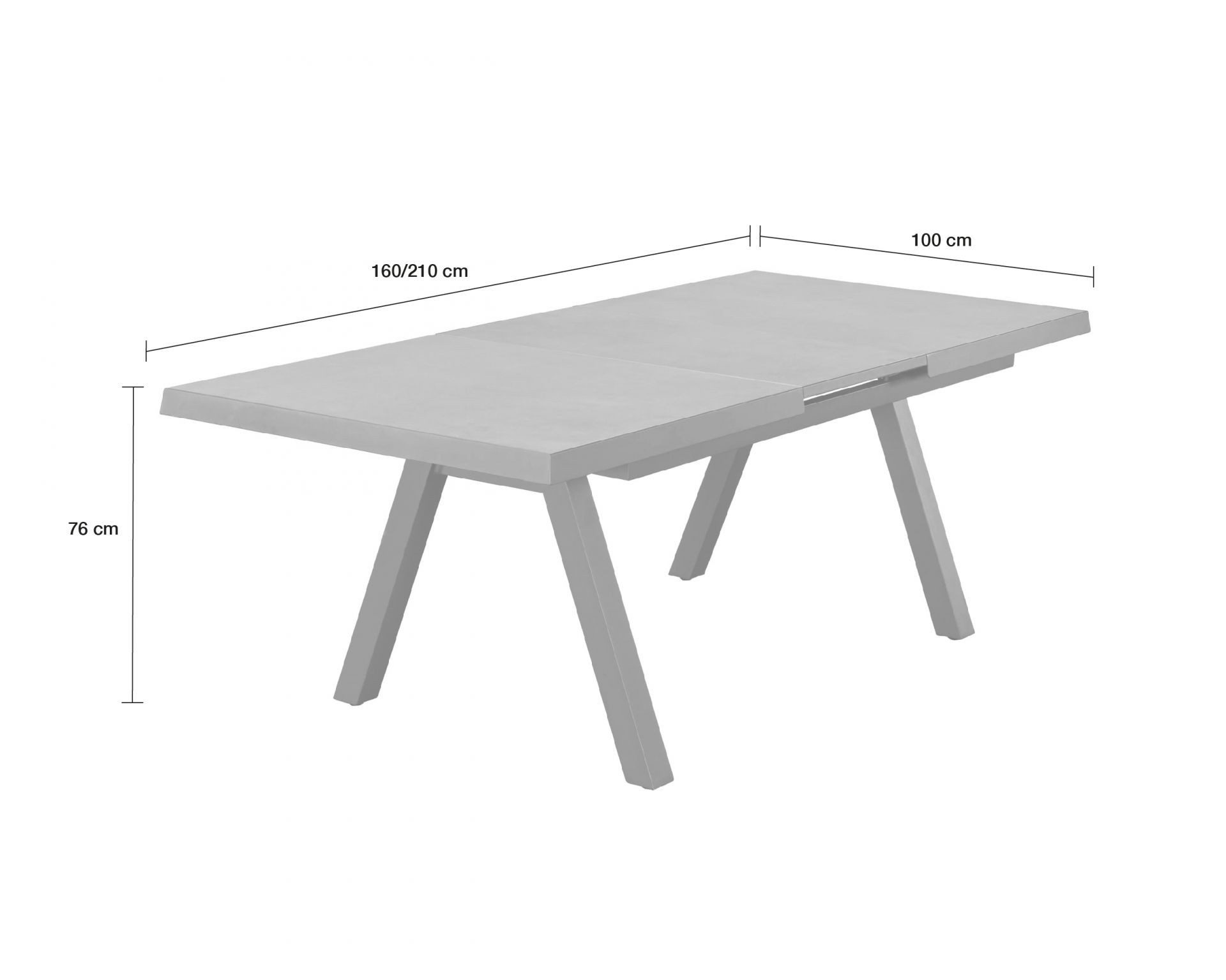 dasmöbelwerk Gartentisch Gartentisch Kalifornien Ausziehtisch Esstisch 160/210x100x75cm Keramik, Ausziehbar