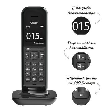 Gigaset Schnurloses Design-Telefon mit großem Display und Freisprechfunktion Schnurloses DECT-Telefon