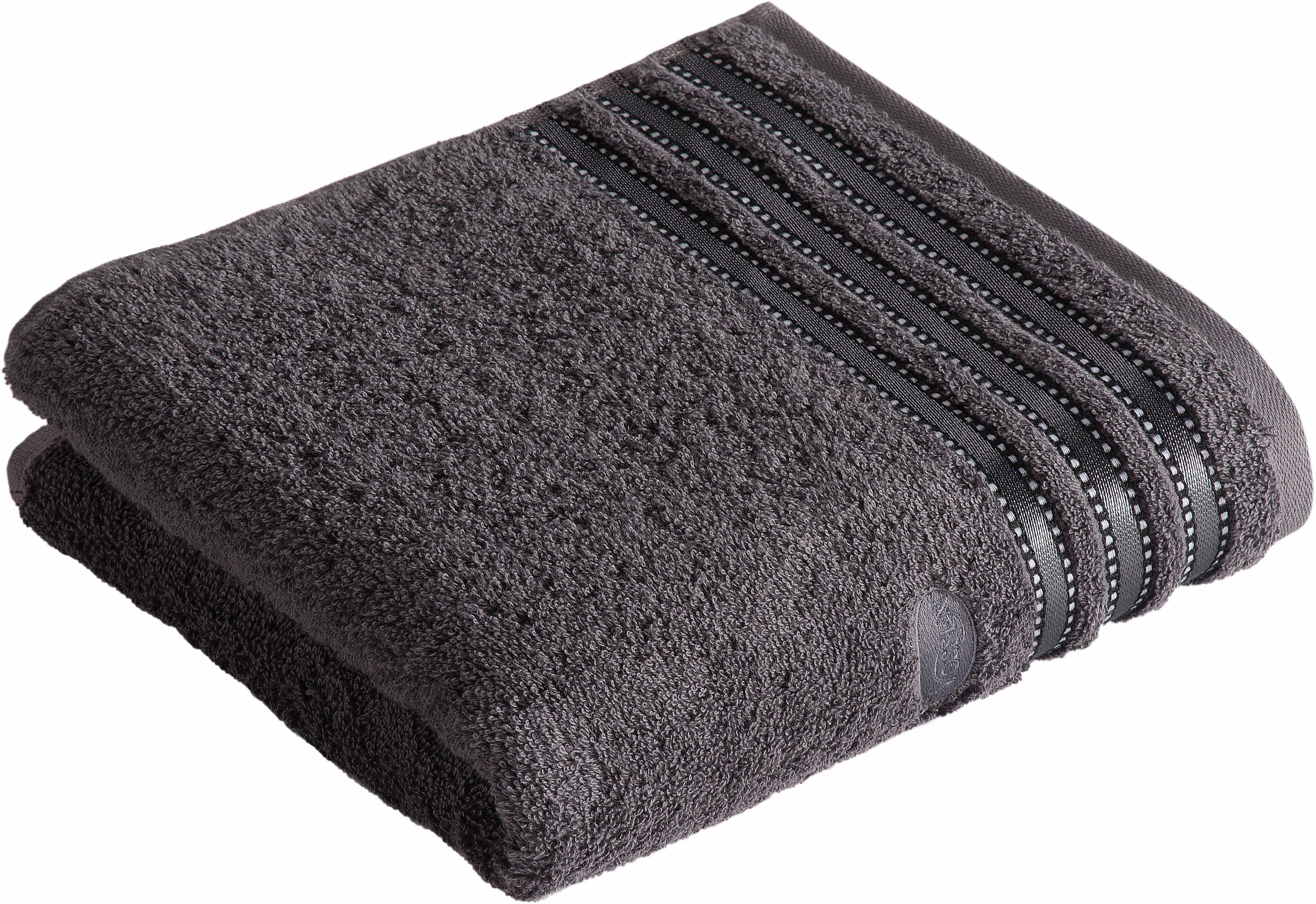 Vossen Handtücher Cult de Luxe, Webfrottier Set, graphit/grau, Gr. 50 cm x 100 cm