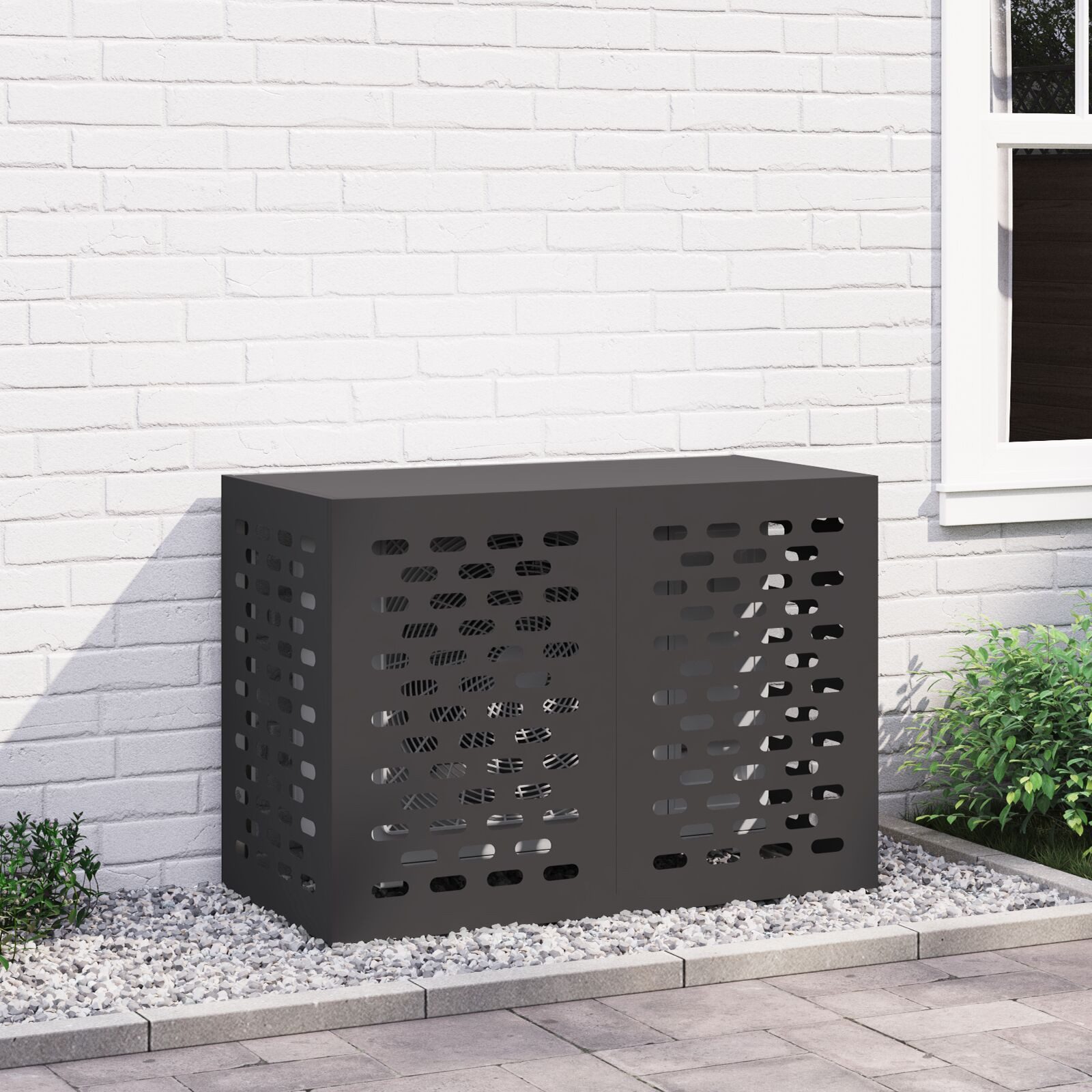 vidaXL Heizungsverkleidung 100 x 50 x 70 cm Klimaanlagenabdeckung Schwarz Metall 100x50x70 cm für