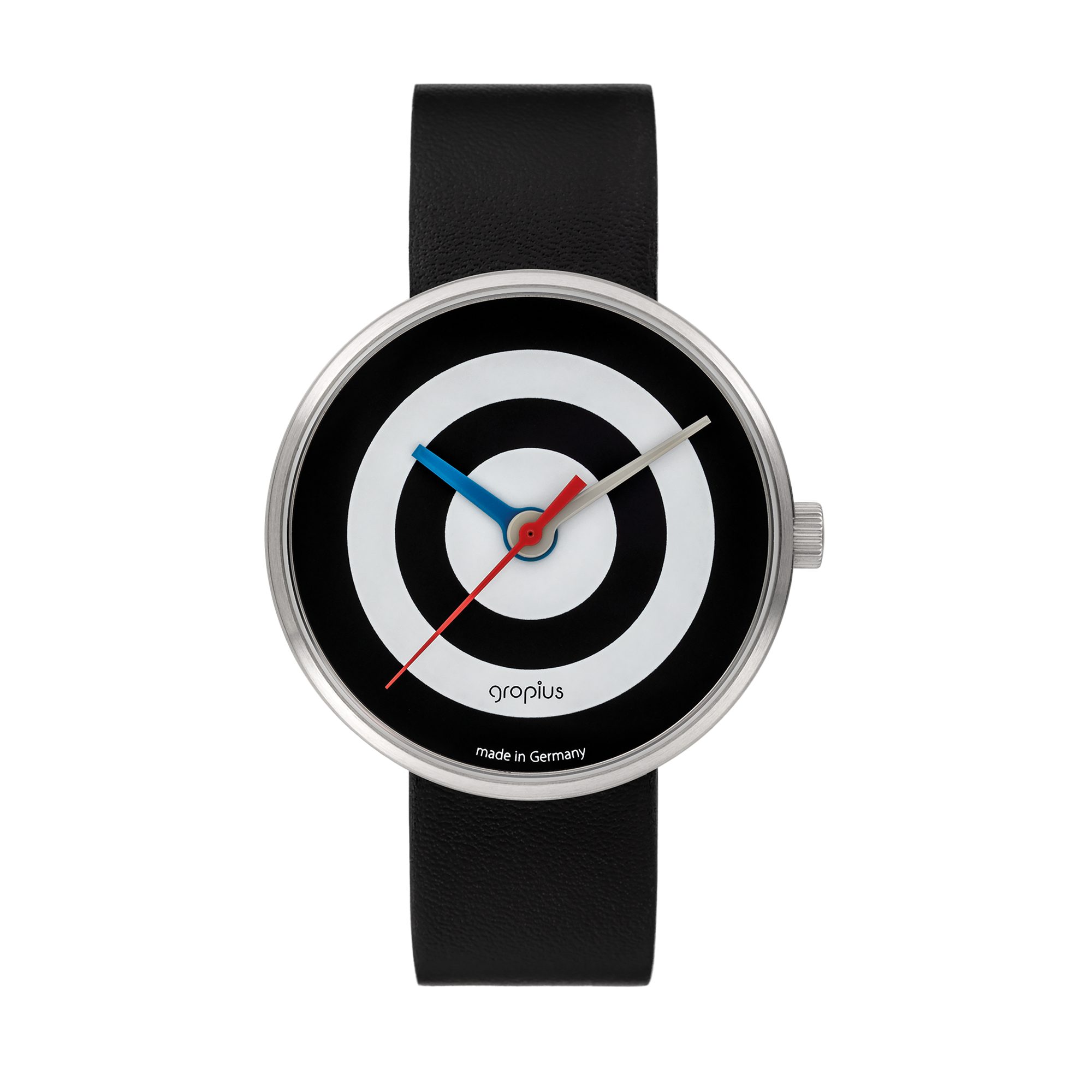 Walter Gropius Quarzuhr Made in Germany, Saphirglas, Forum J. Albers - WG 005-07, Designeruhr, Lederarmband mit Easy-Release System, Edelstahlgehäuse