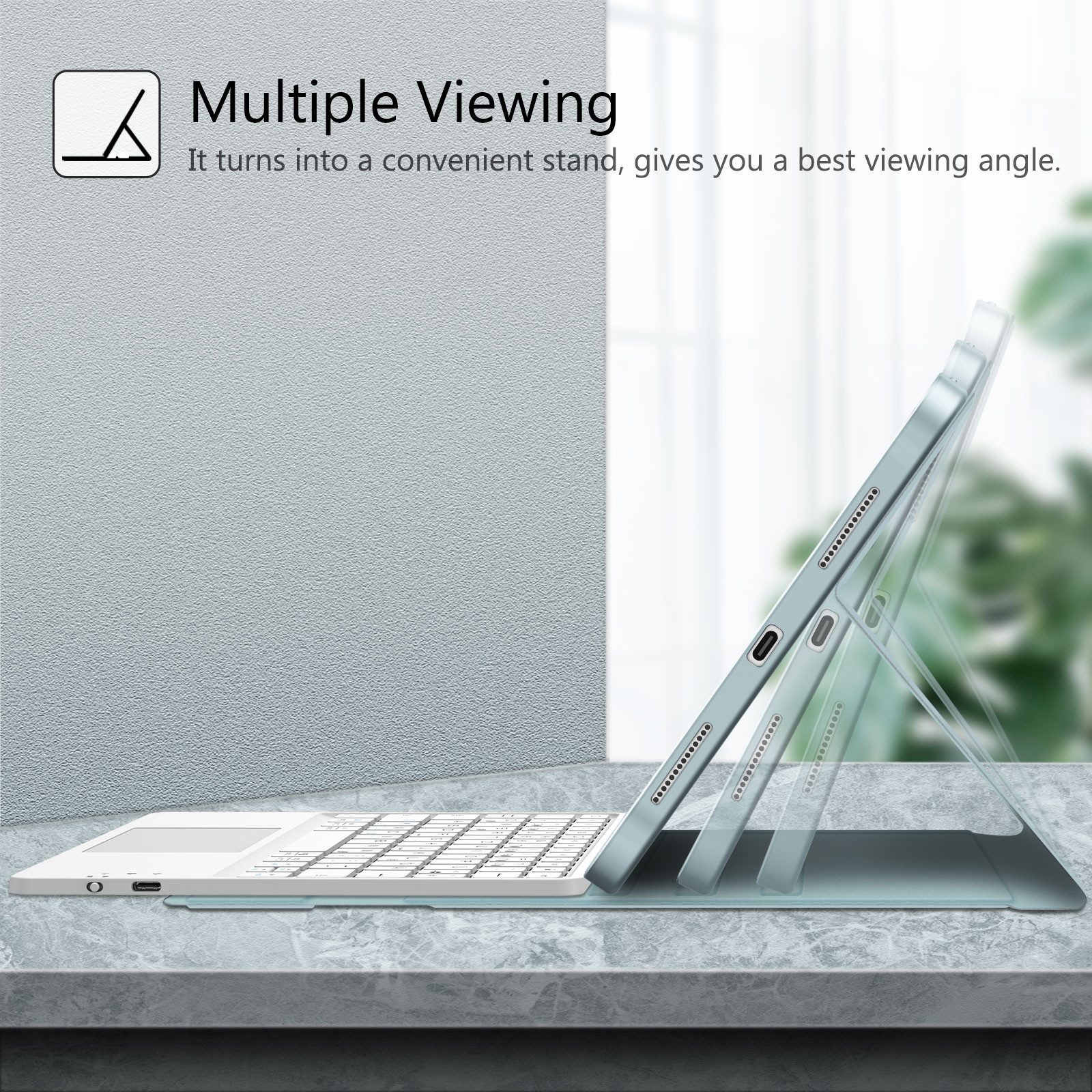 Fintie Tablet-Hülle für iPad 11. Generation 2025 11"(A16), iPad 10. Generation 2022 10.9", mit magnetischer Abnehmbarer Deutscher Touchpad Tastatur-QWERTZ Layou – Bild 4 von 5