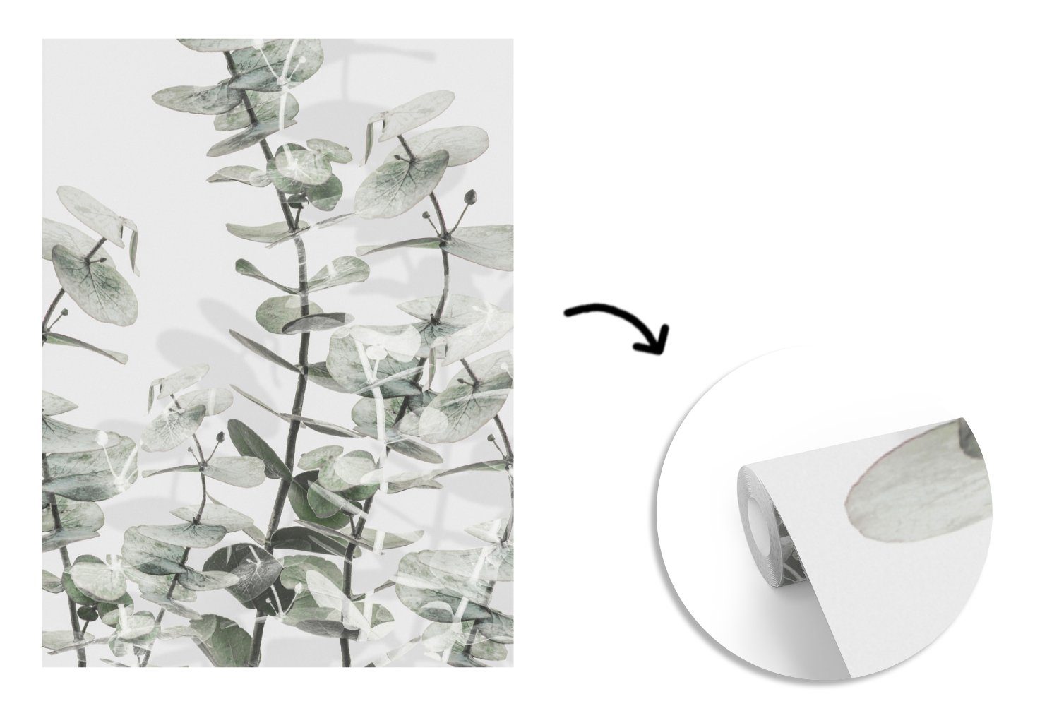 MuchoWow Fototapete Wandtapete - Natur - Blumen, für Matt, Pflanzen Montagefertig Grün Vinyl bedruckt, Tapete Wohnzimmer, - St), (4