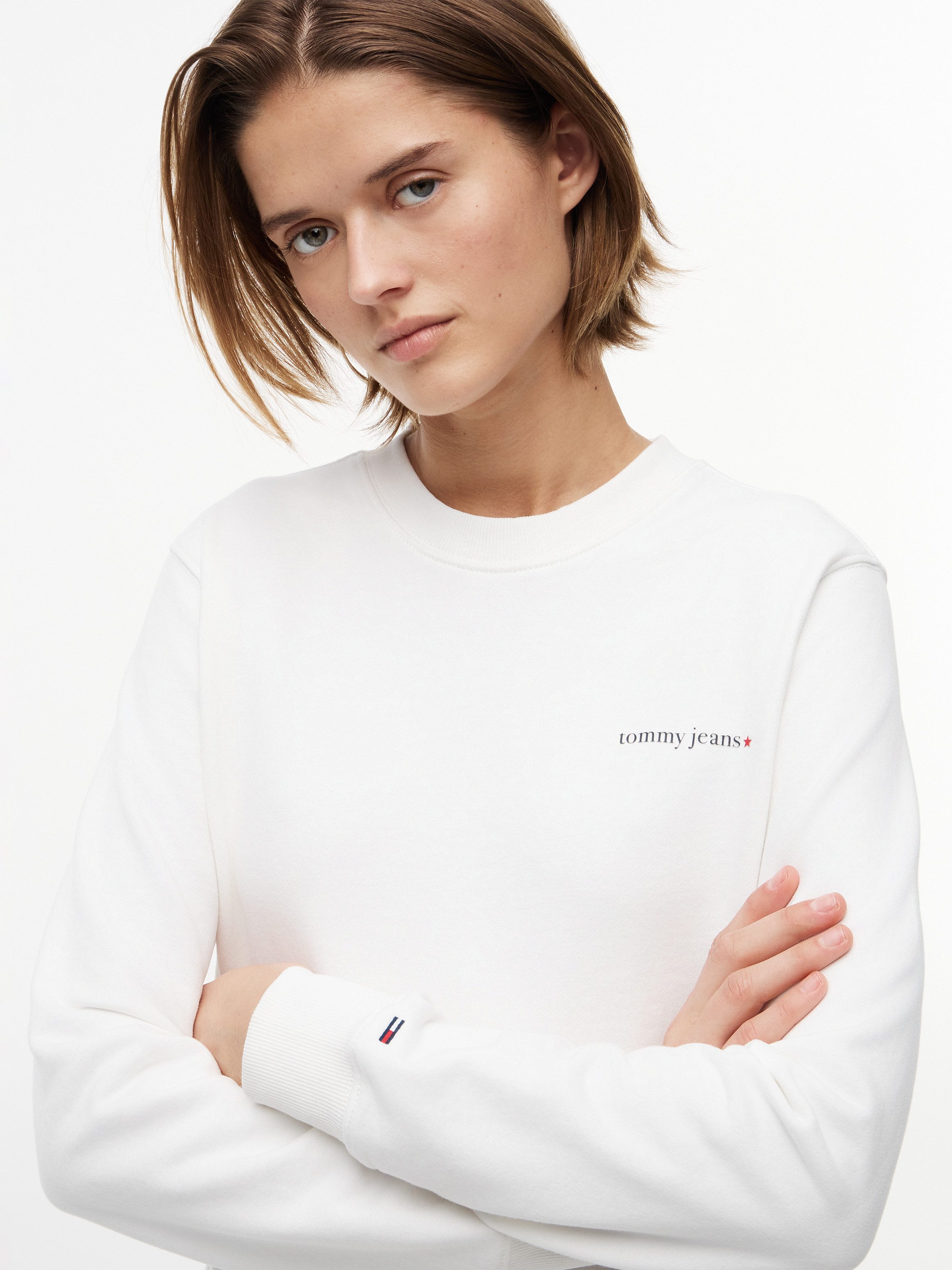 Tommy Jeans Sweatshirt TJW REG ESS LOGO 1 CREW EXT Baumwolle, Logodruck