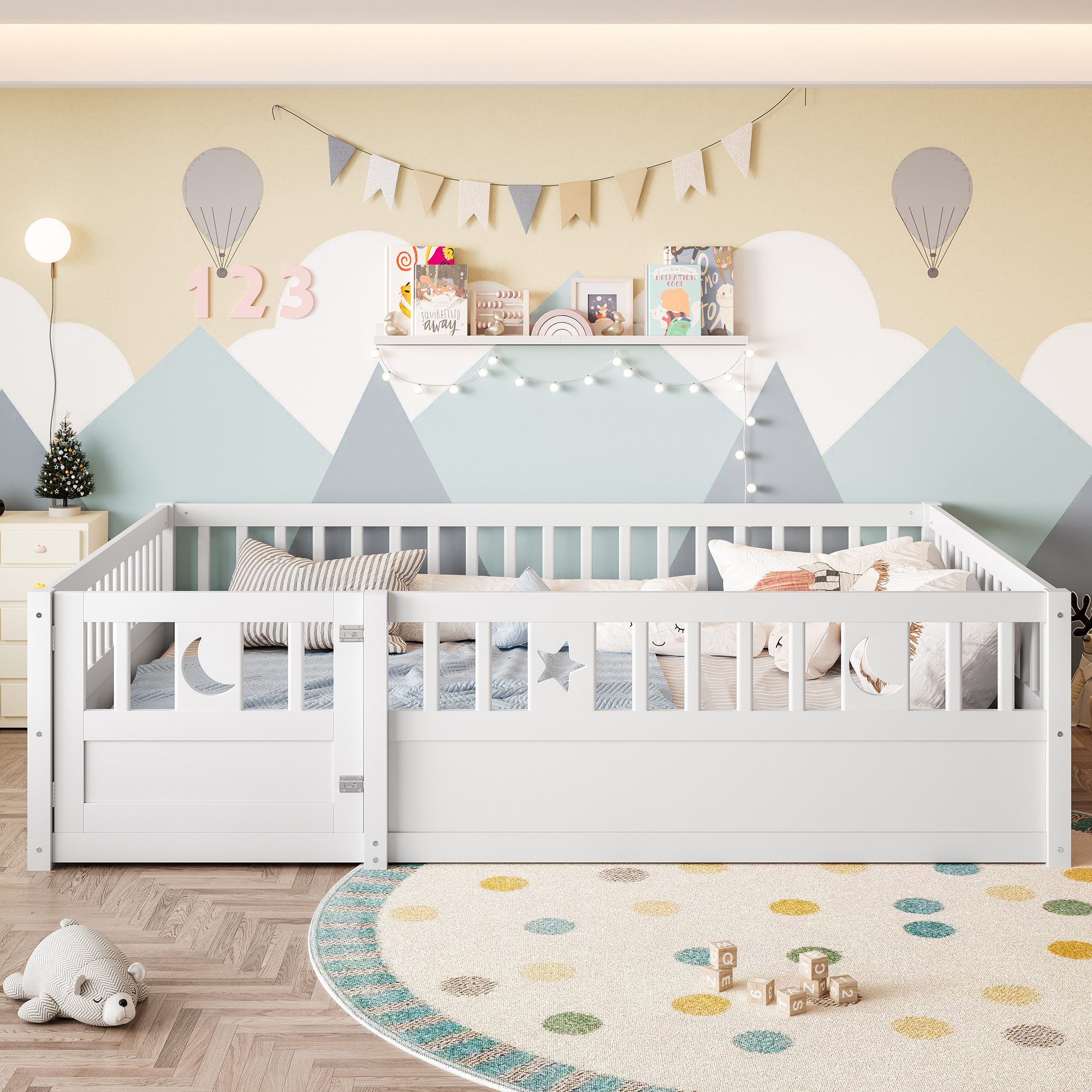 Flieks Kinderbett, Bodenbett Massivholzbett 140x190cm mit günstig online kaufen