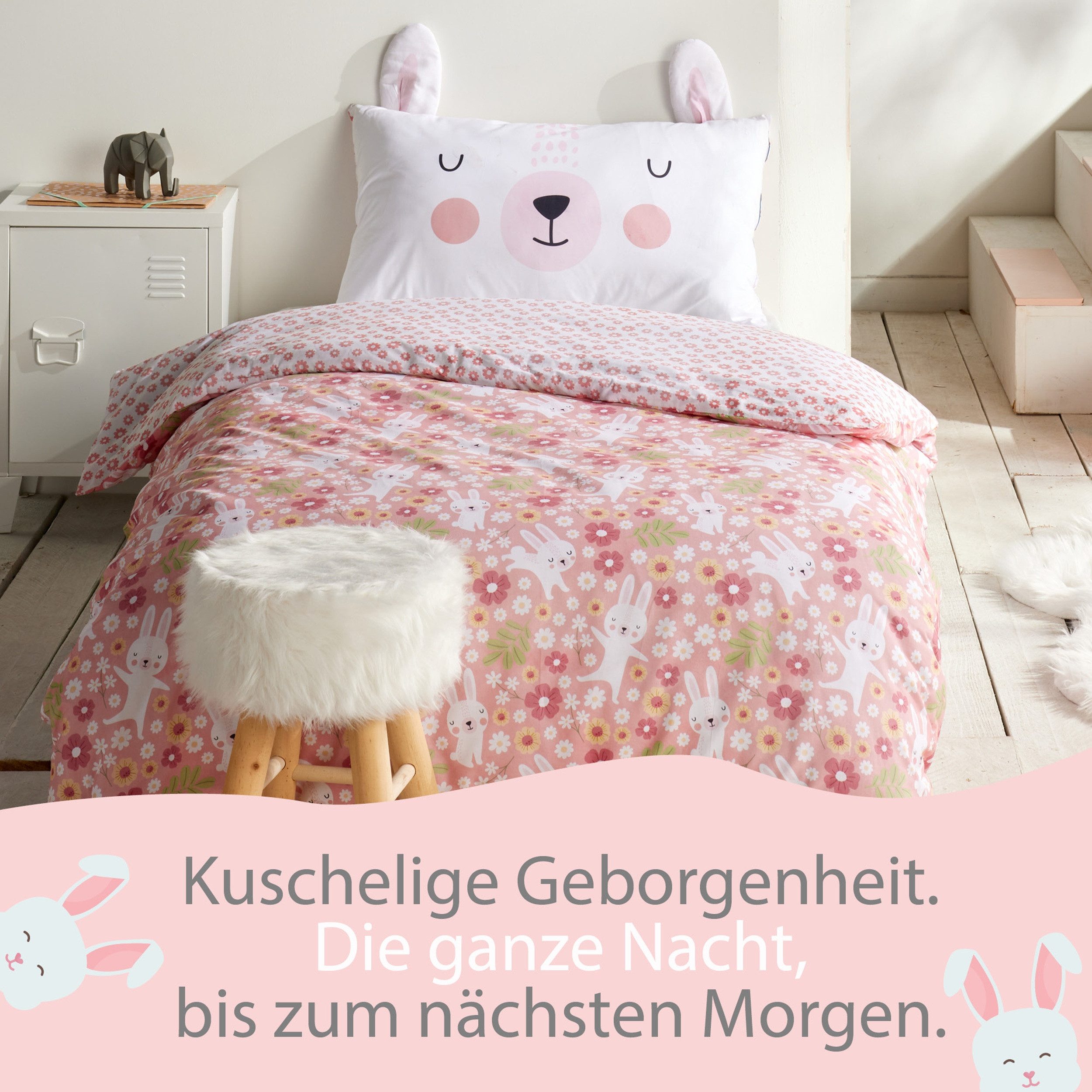 Familando Kinderbettwäsche Hase Häschen 135x200 80x80 günstig online kaufen