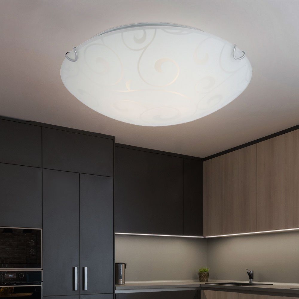 Lampe Küchen gemustert etc-shop satiniert Leuchte Deckenstrahler, nicht inklusive, Decken Beleuchtung Leuchtmittel Glas