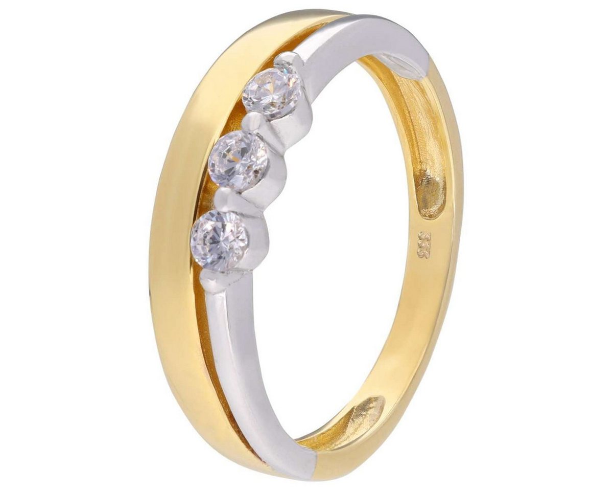 trendor Goldring 68464, Damenring 333 Gold Bicolor Zirkonia-Ring