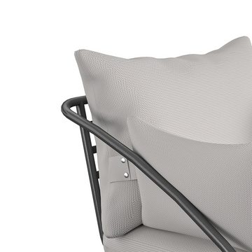 loft24 Gartenstuhl Teddi (Set, 2 St), Loungesessel mit Armlehne, Metallgestell, Sitzkissen, Sitzhöhe 46 cm
