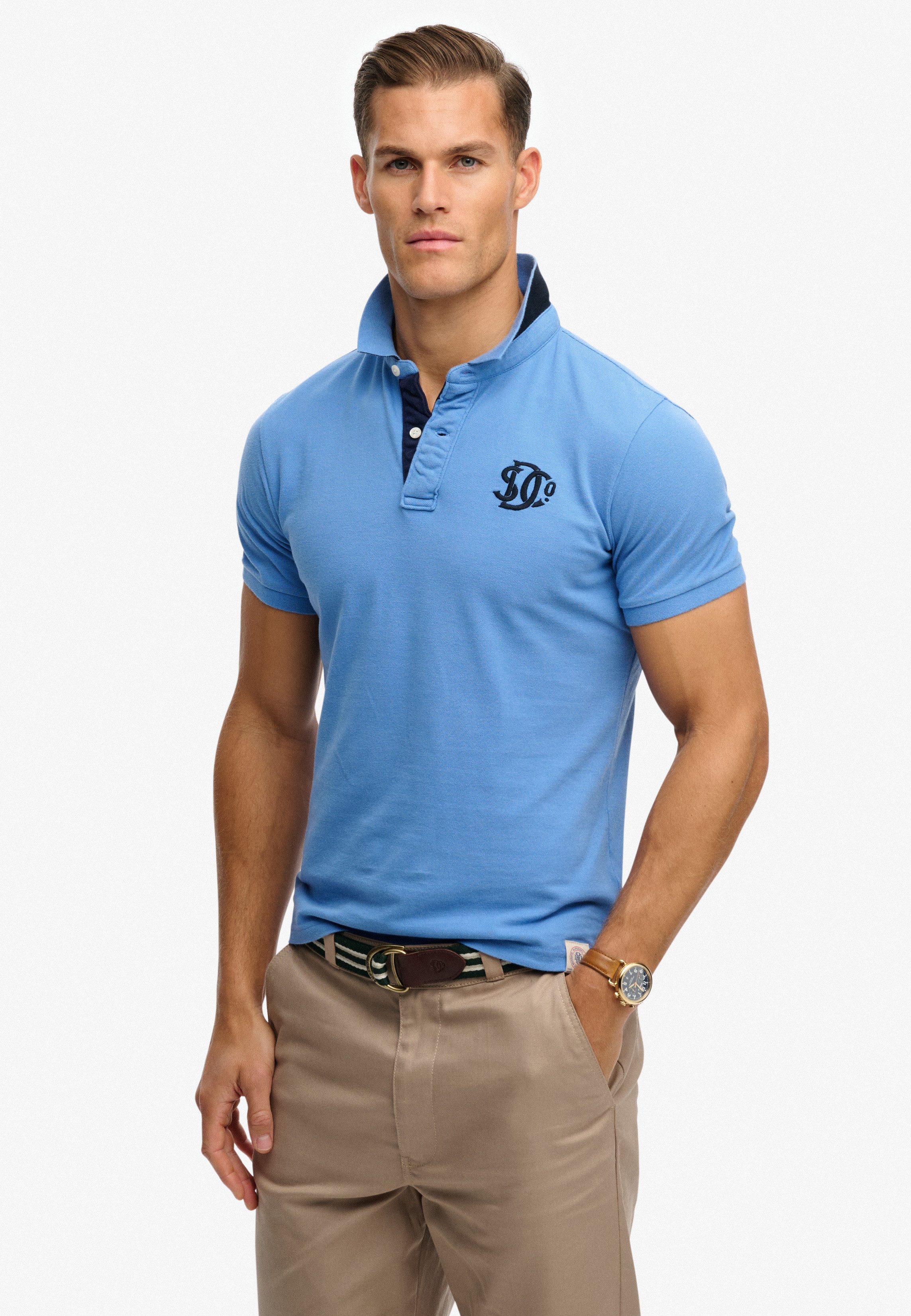 Superdry Poloshirt PIQUE MONOGRAM POLO Baumwolle, relaxed fit