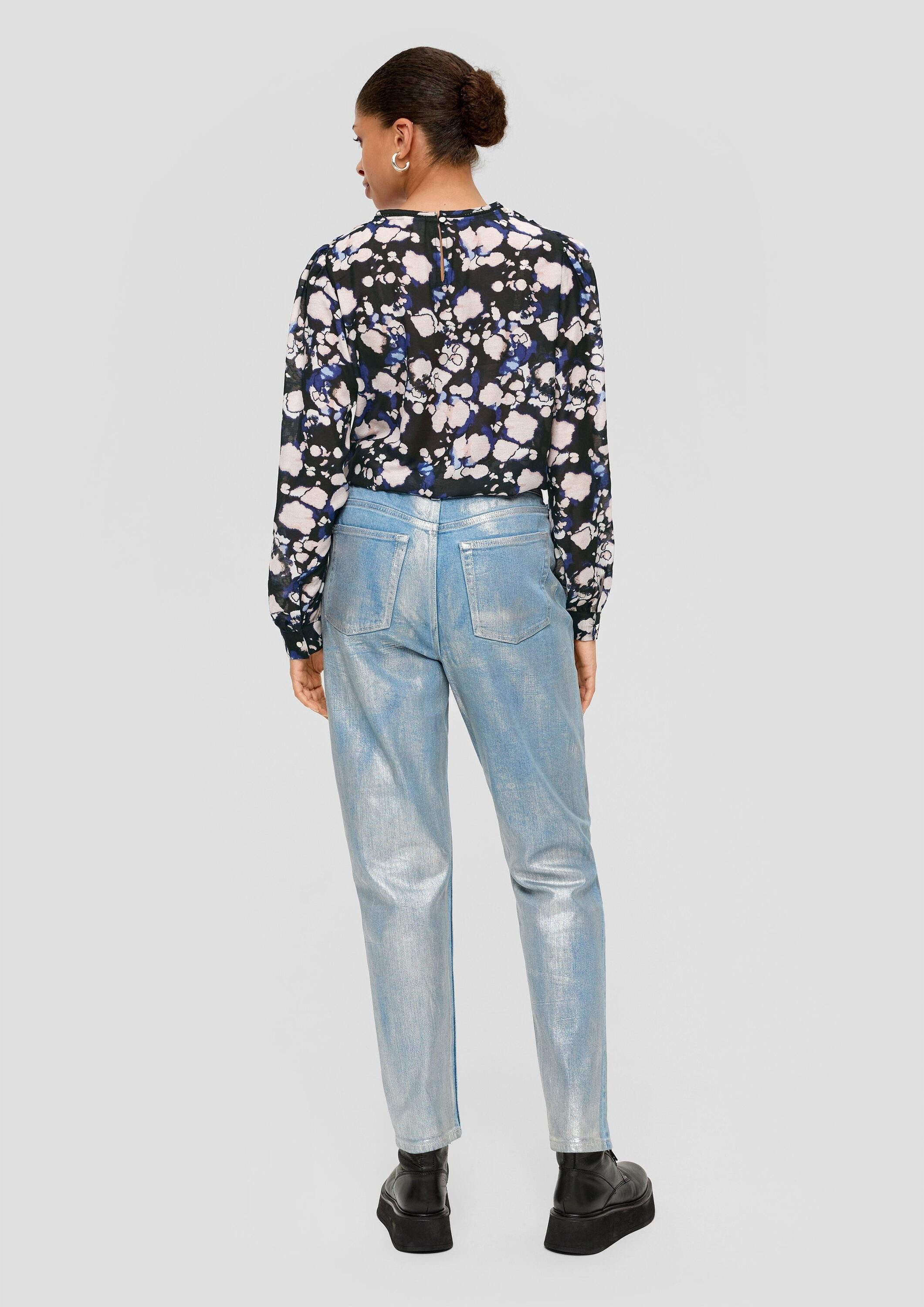 QS Langarmbluse Bluse Bluse mit Allover-Muster