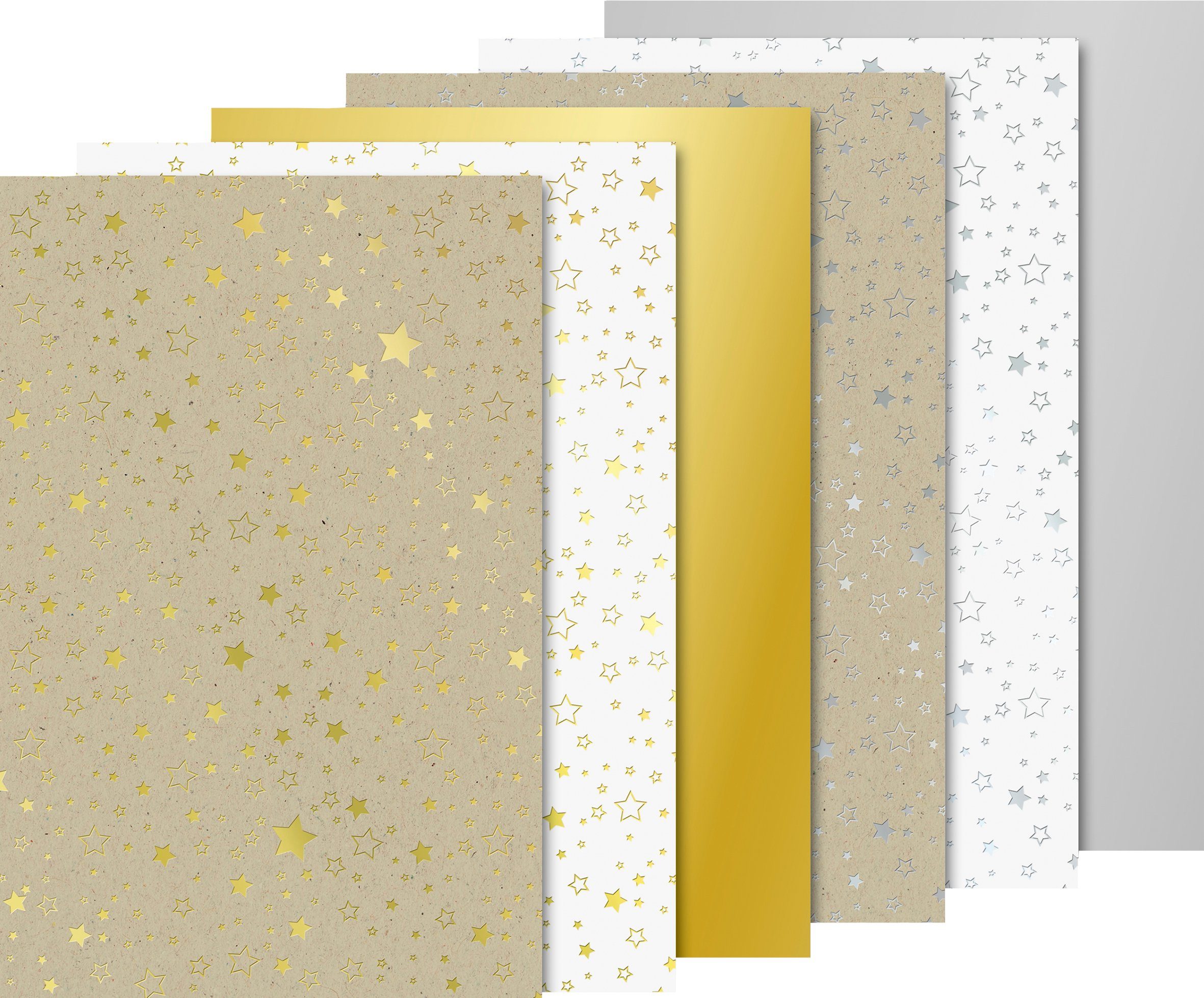 Heyda Motivpapier Sterne, Gold/Silber DIN A4