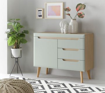 Furn.Design Kommode Isgard (Sideboard in Pistazie und Scandi Eiche, 107 x 83 cm), mit Soft-Close-Funktion