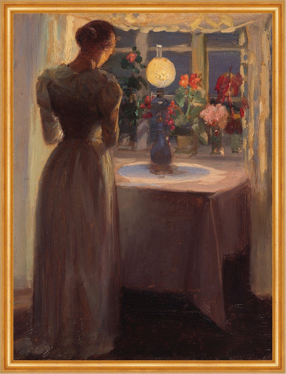 Kunstdruck Young girl in front of a lighted lamp Anna Ancher Licht B A2 00519 Ger, (1 St)