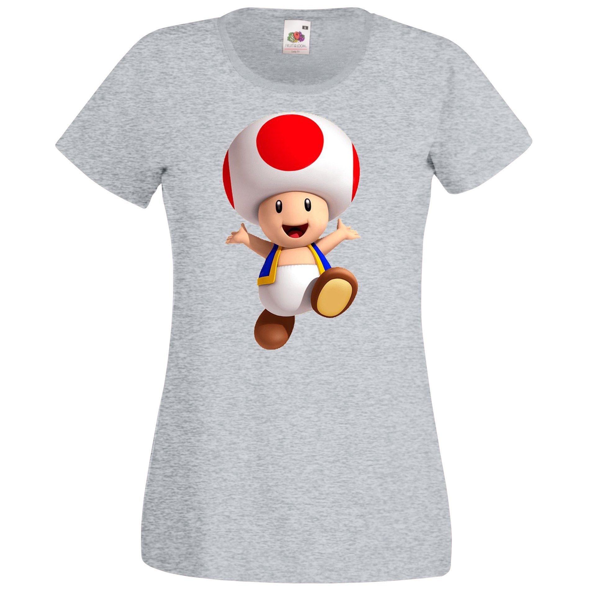 Youth Designz T-Shirt Toad Fun Damen T-Shirt mit lustigem Gaming Print Grau