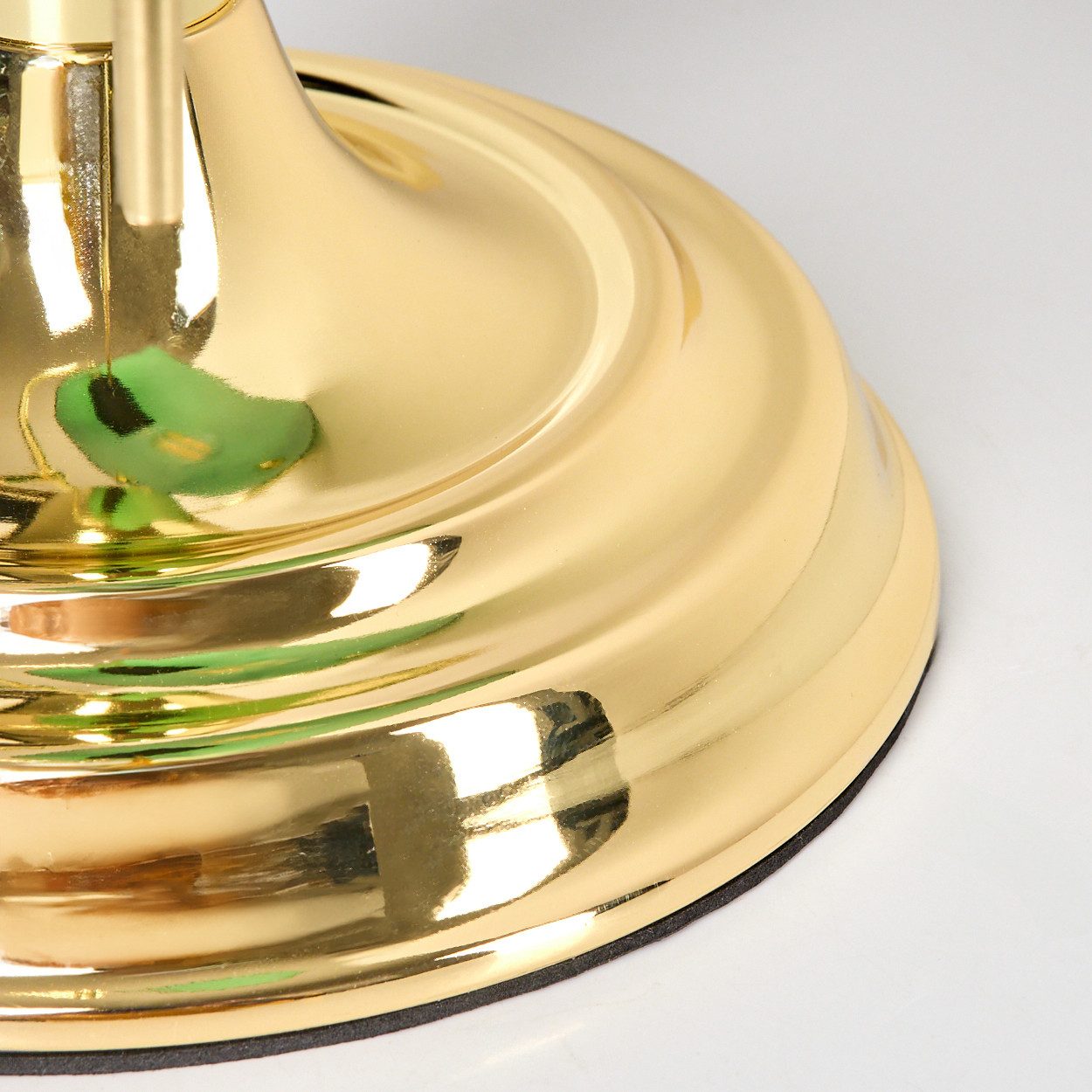 hofstein Tischleuchte Tischlampe aus Metall/Glas in Goldfarben/Grün/Weiß, Schreibtischlampe, ohne Leuchtmittel, traditionelle Bankerlampe für Büros im Vintage-Design, Zugnschnur, E27