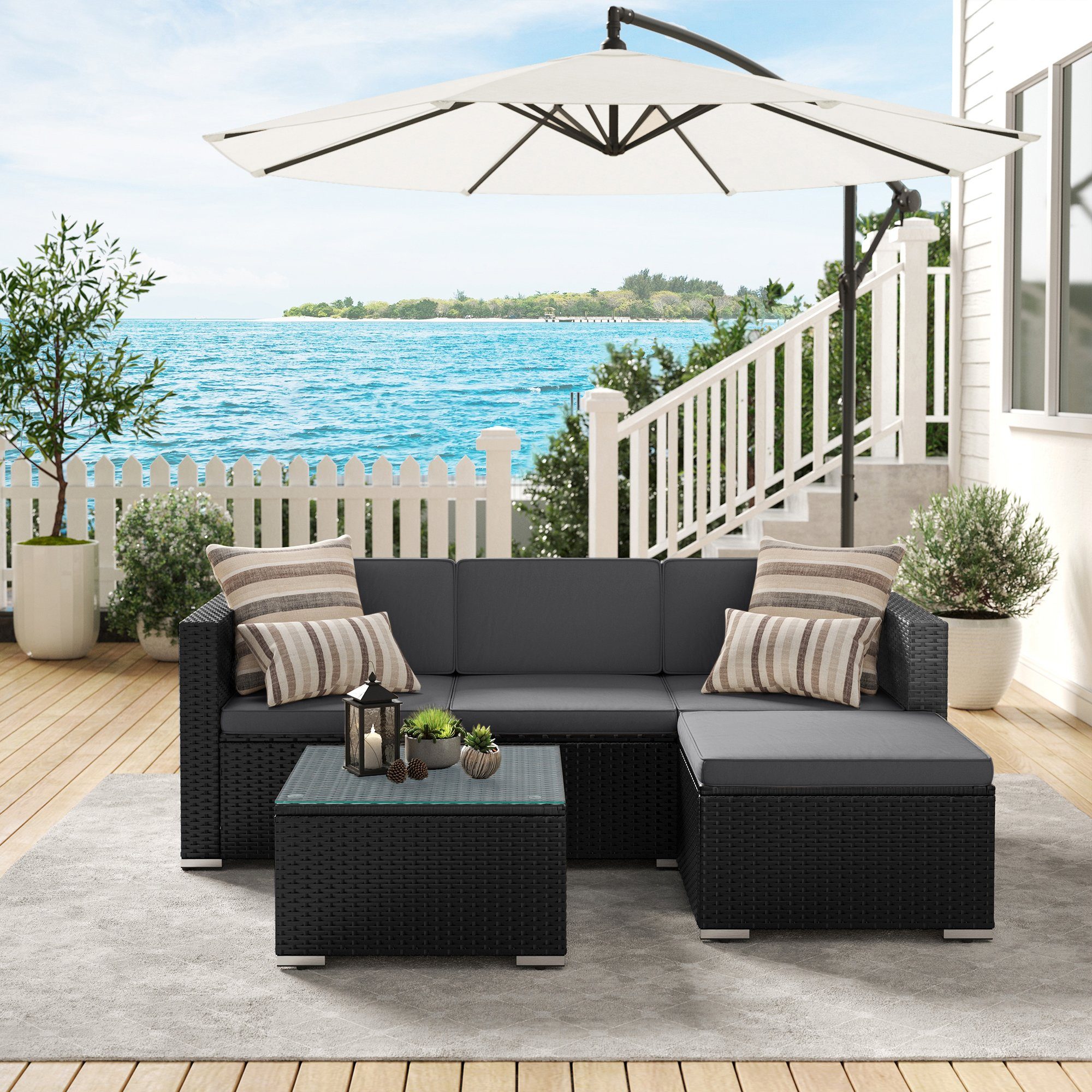 SONGMICS Gartenlounge-Set, (5-tlg., 1 Ecksofa, 1 günstig online kaufen