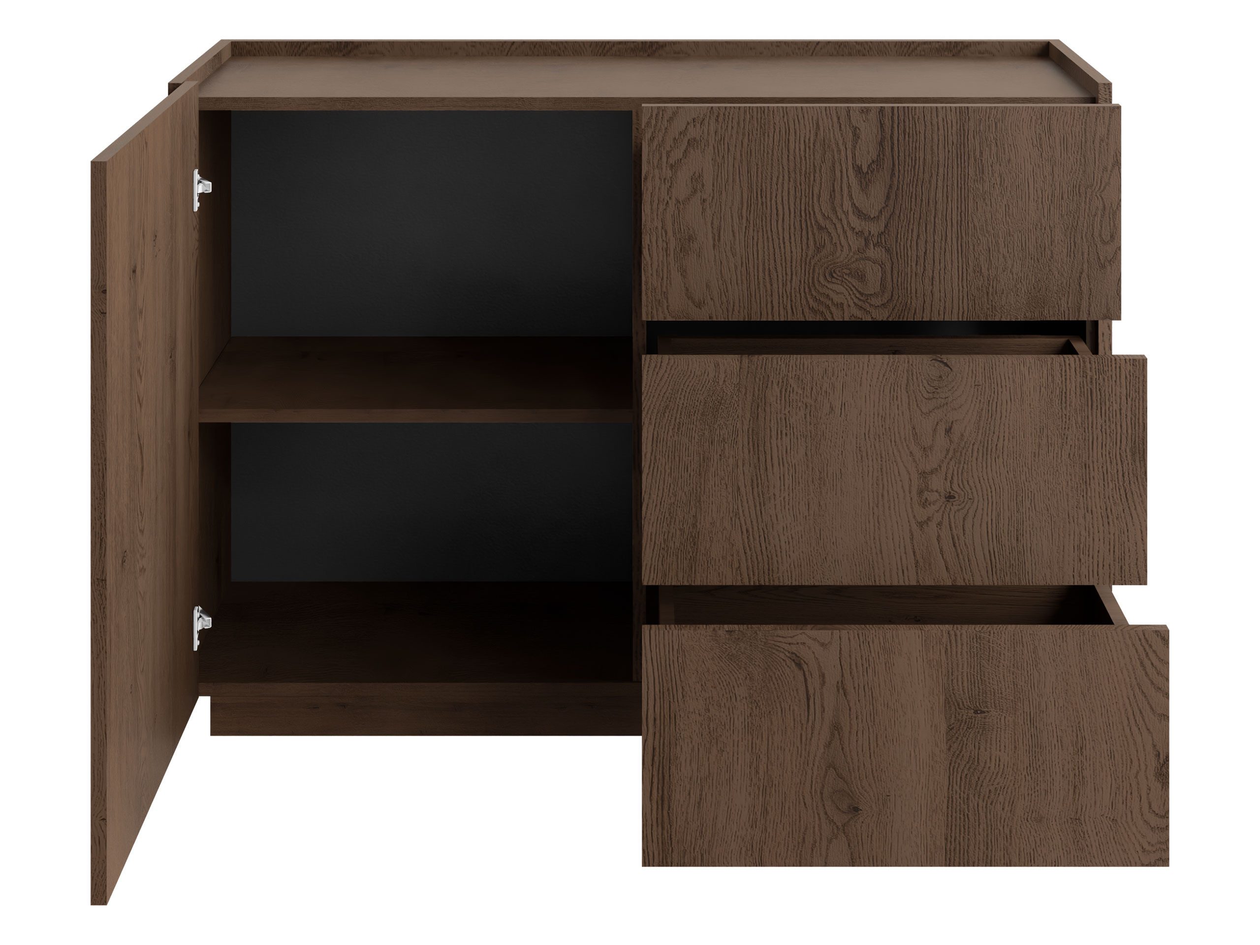 MIRJAN24 Kommode Mirtu KSZ100 (mit Drehtür und drei Schubladen), 100x40x75 cm