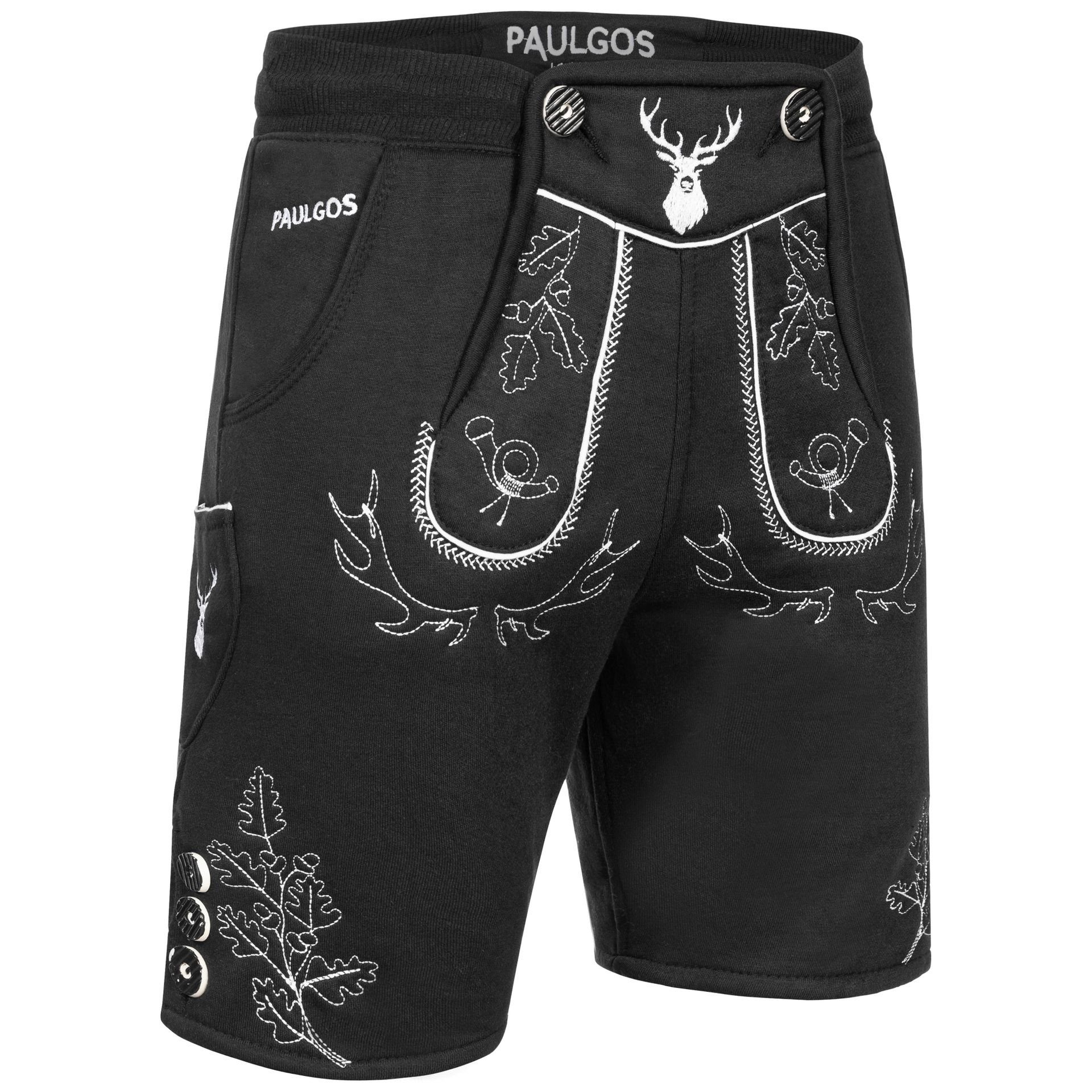 PAULGOS Trachtenhose Herren Jogginghose Design Lederhose Kurz Sweathose Bermuda Шорти JOK5