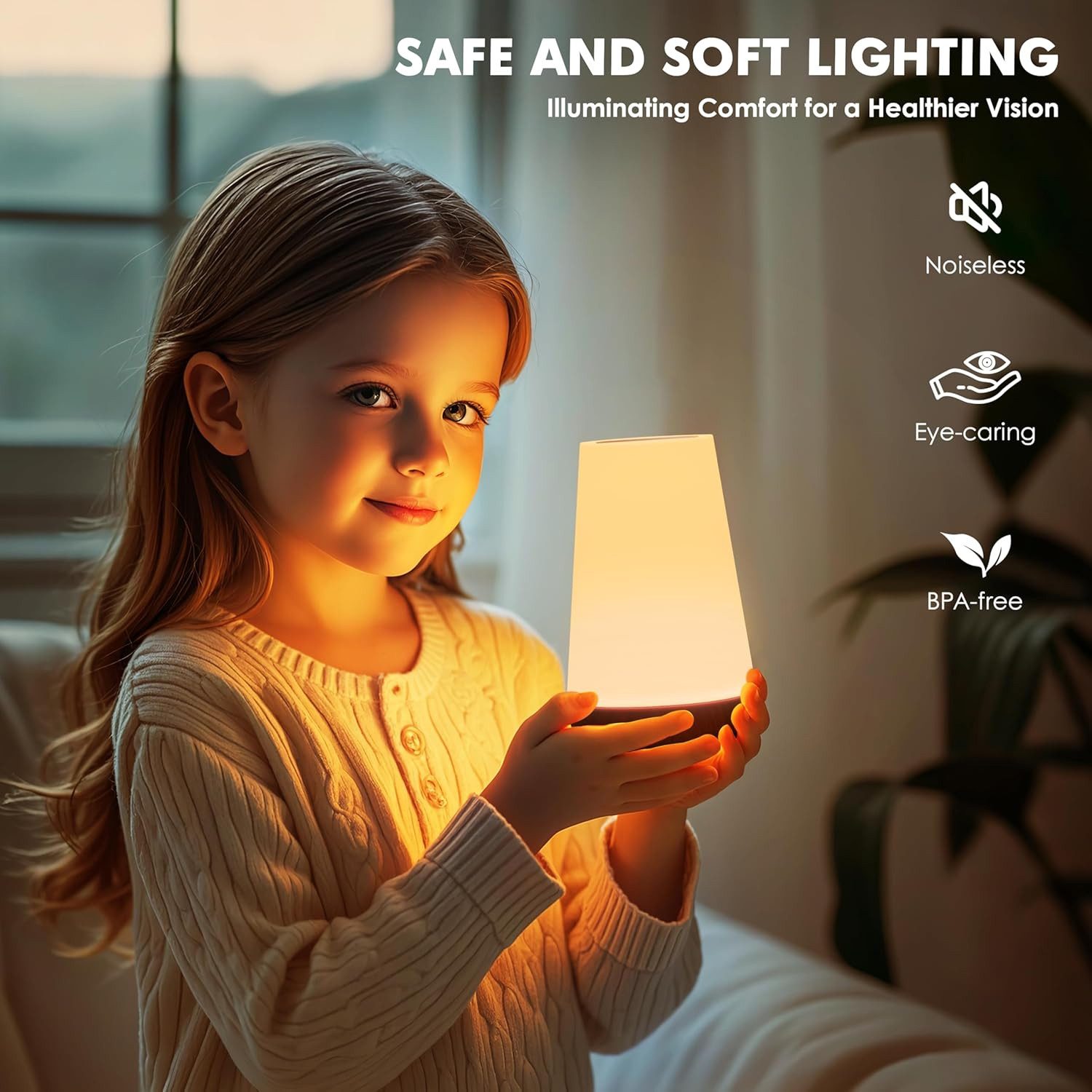 TUWENA LED Nachttischlampe Nachtlicht Touch Dimmbar Tischlampe USB Aufladbar mit Fernbedienung, Hellbraun mit Timing Funktion 13 Farben und 4 Modi