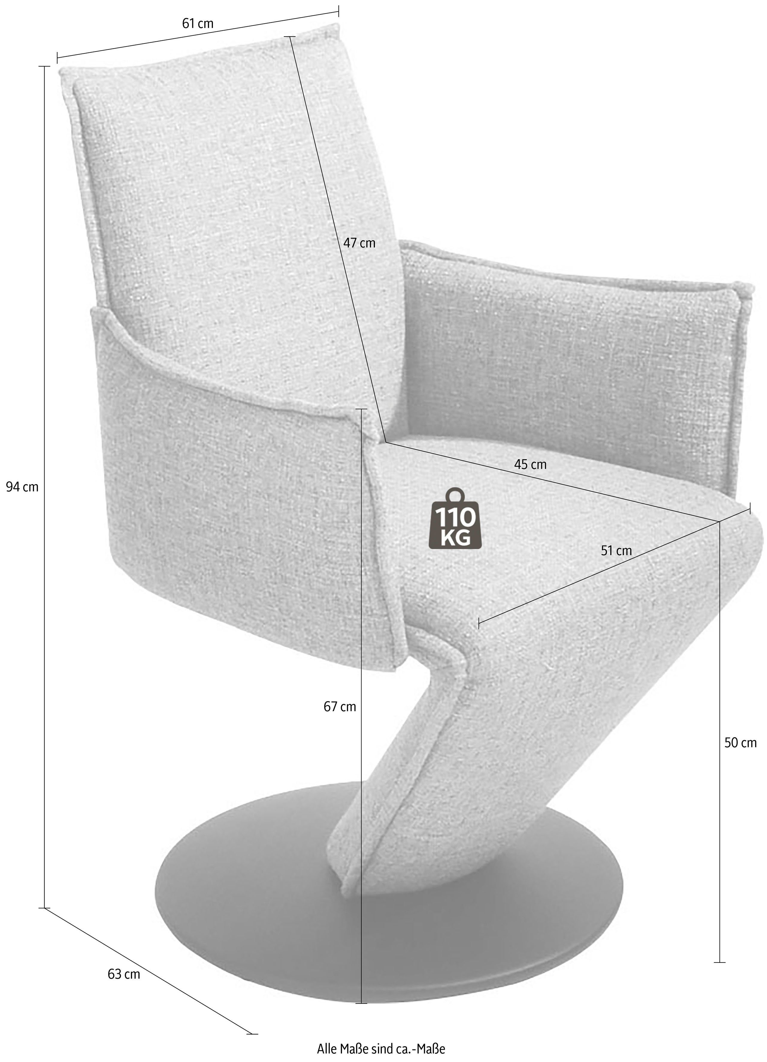 K+W Komfort & Wohnen Esszimmerstuhl Drive, Drehstuhl, Sessel mit federnder Sitzschale, Drehteller in Metall schwarz Struktur