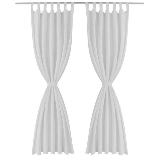 Gardine »Gardinen Vorhänge Gardienen aus Satin 2-teilig 140 x 225 cm Weiß«, vidaXL, Schlaufen