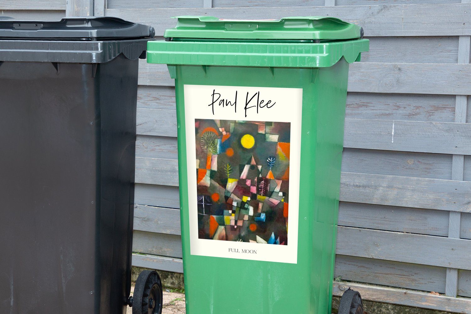 MuchoWow Wandsticker Paul Sticker, (1 Kunst Container, - Mülleimer-aufkleber, Abfalbehälter Klee Mülltonne, St), - Vollmond