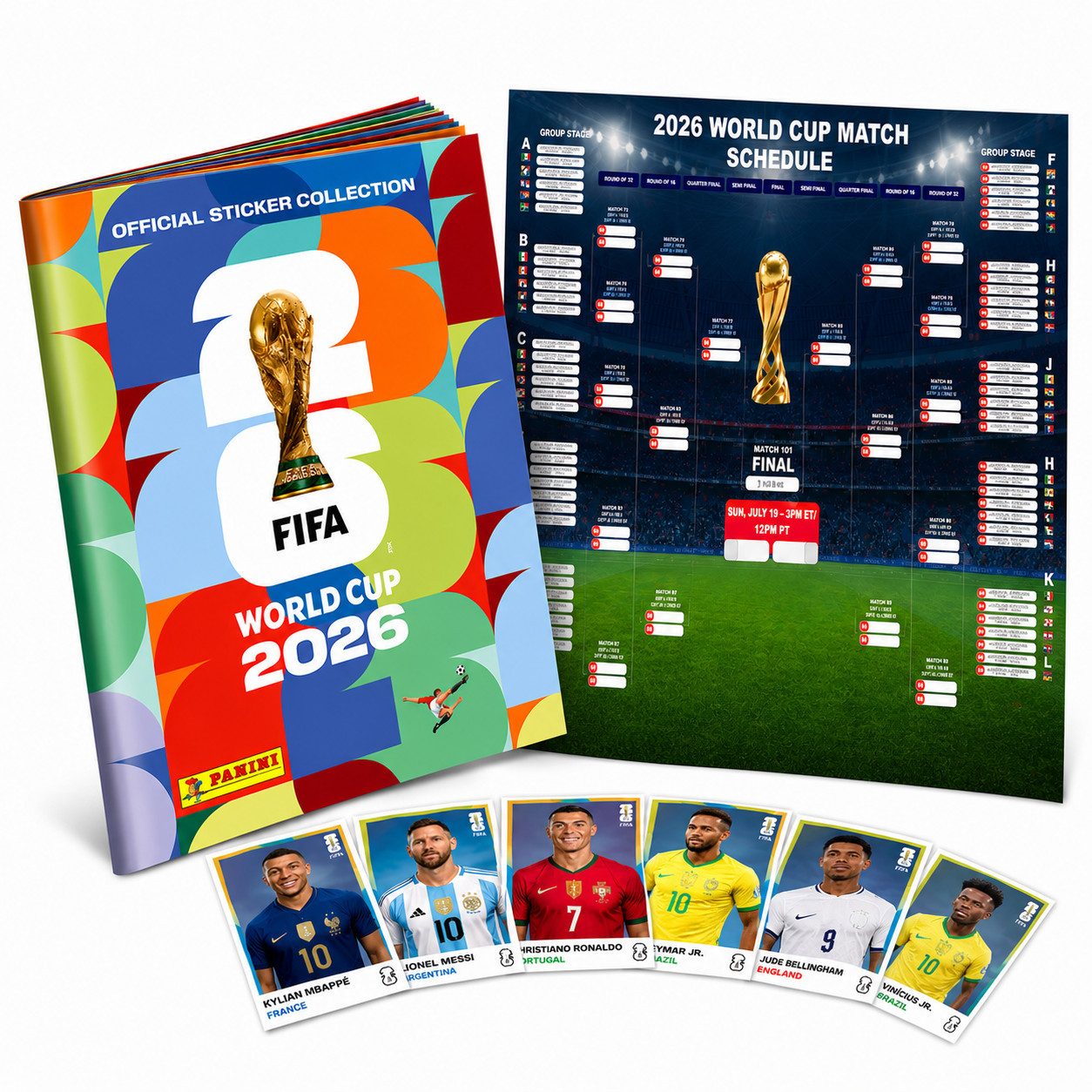 Kinderfreund® Stickerbuch WM 2026 Set für Fußball Fans – mit Spielplan & Panini Stickeralbum