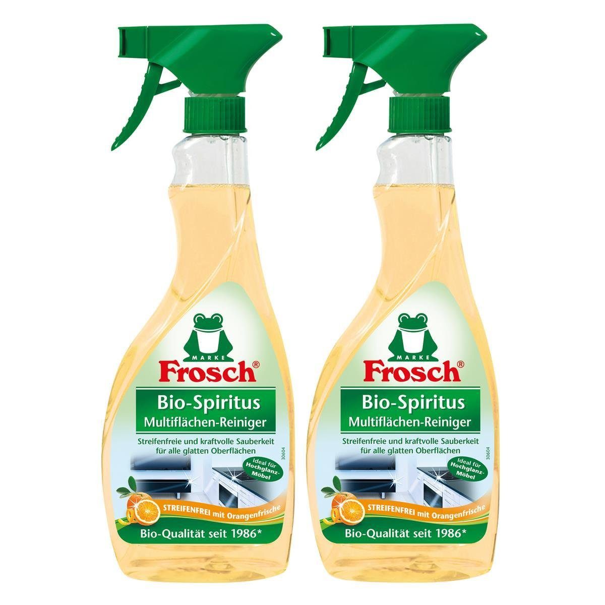 FROSCH 2x Frosch Orangen Multiflächen-Reiniger Sprühflasche 500 ml Glasreiniger