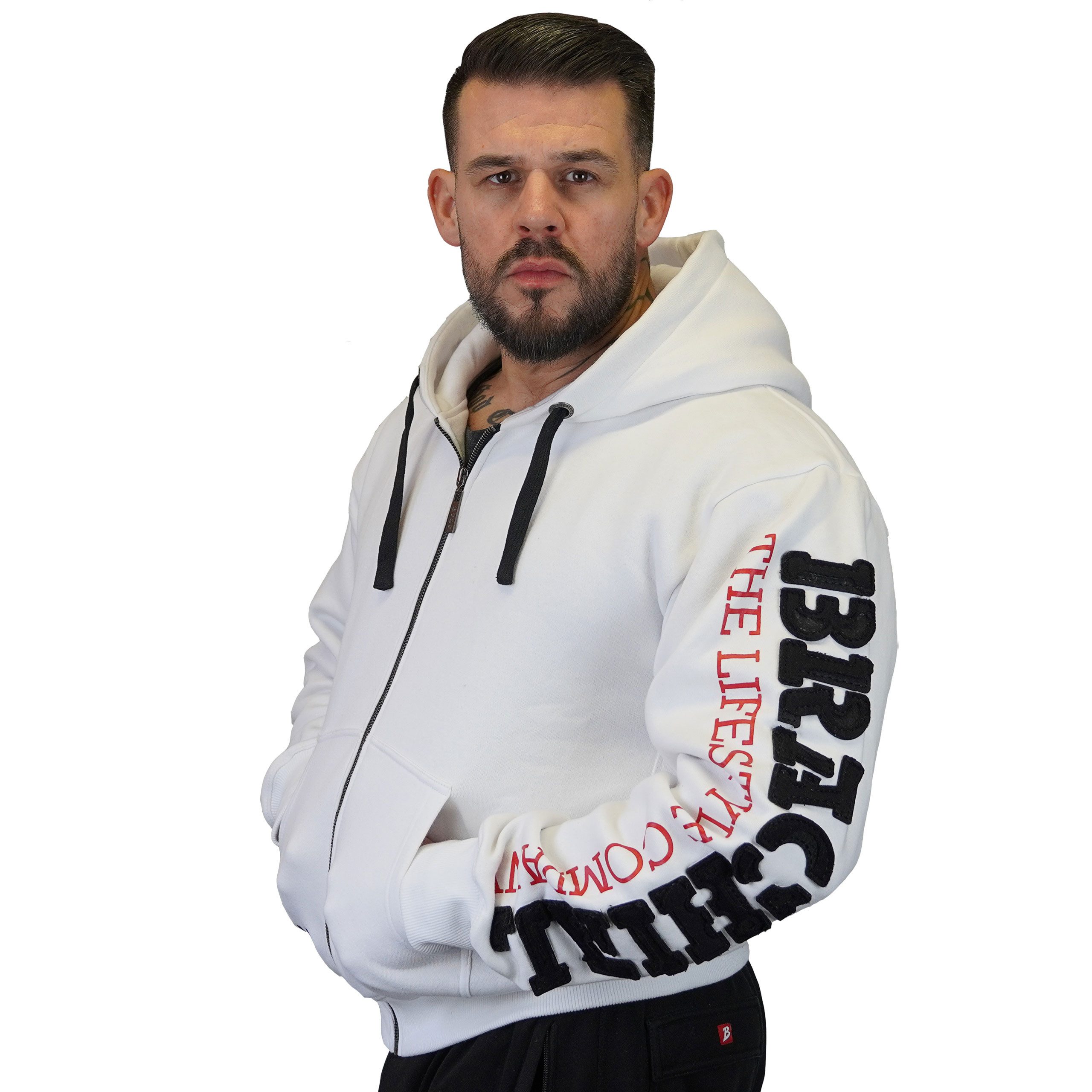 BRACHIAL THE LIFESTYLE COMPANY Kapuzensweatjacke Brachial Zip-Hoody "Gym" weiß/schwarz