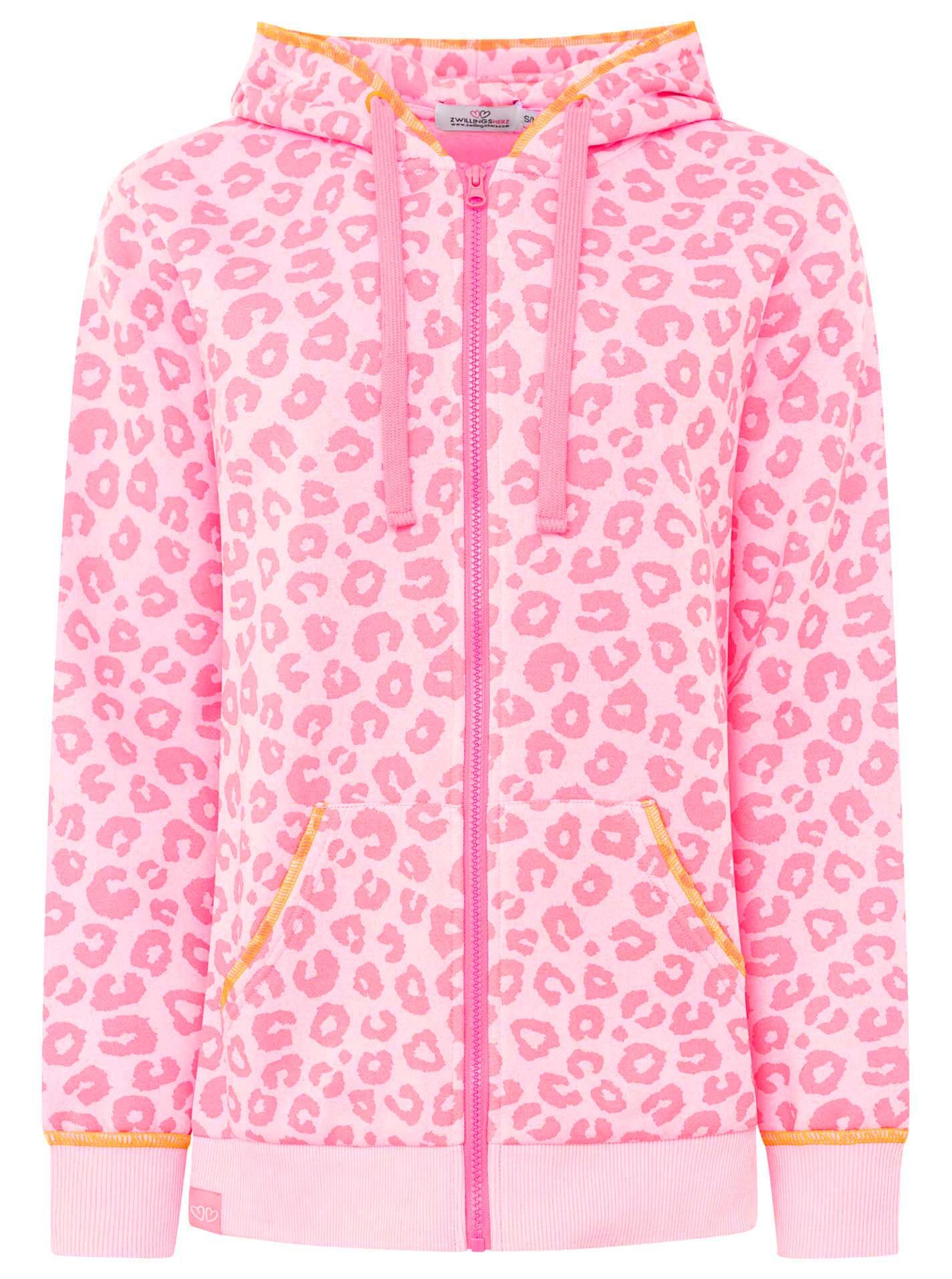 Zwillingsherz Kapuzensweatjacke "Soft Leo" Mini-Me, mit Leo Muster, Zipper und Kängurutaschen