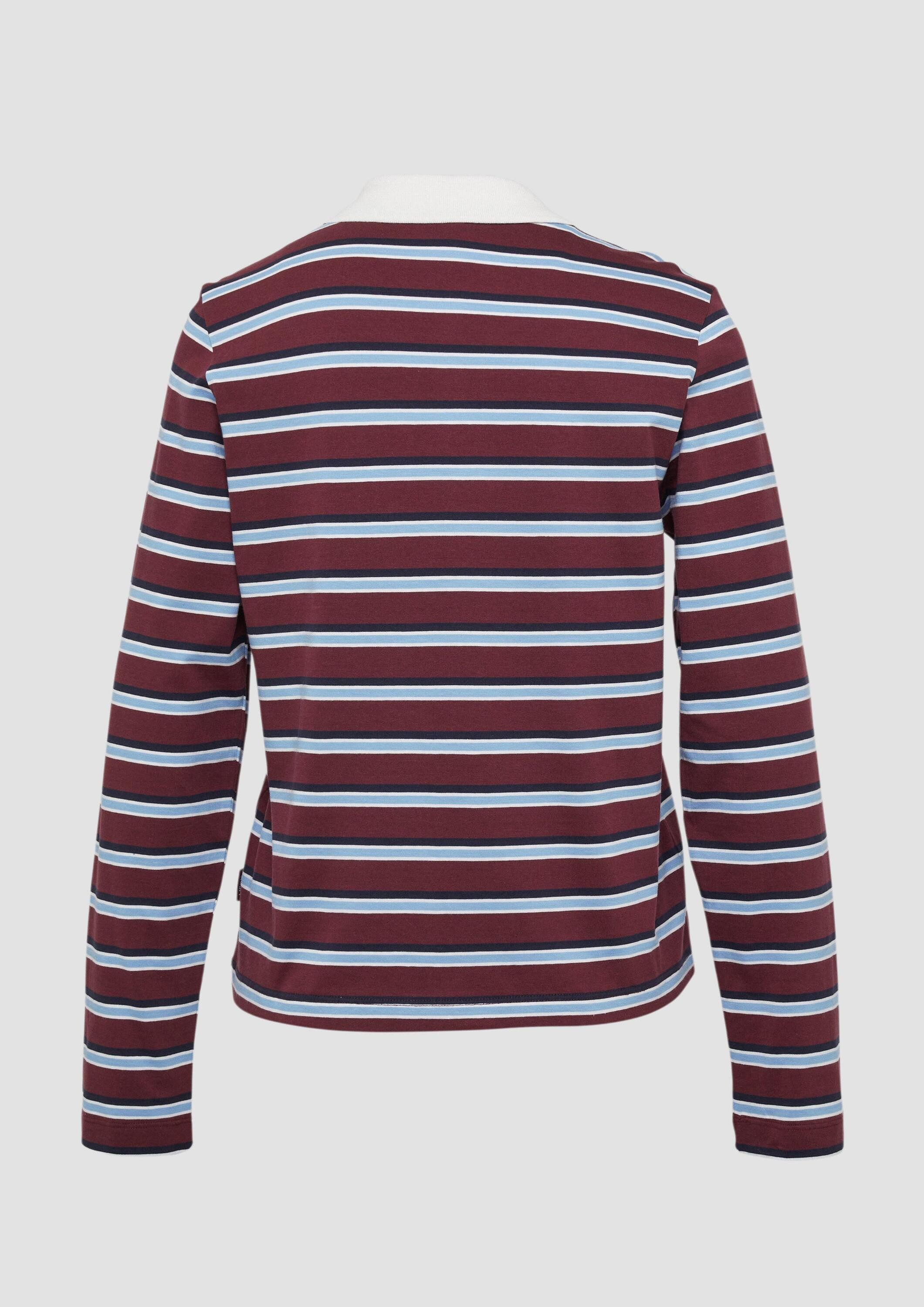 s.Oliver Langarmshirt Polo-Shirt Langarm-Poloshirt mit Streifen günstig online kaufen