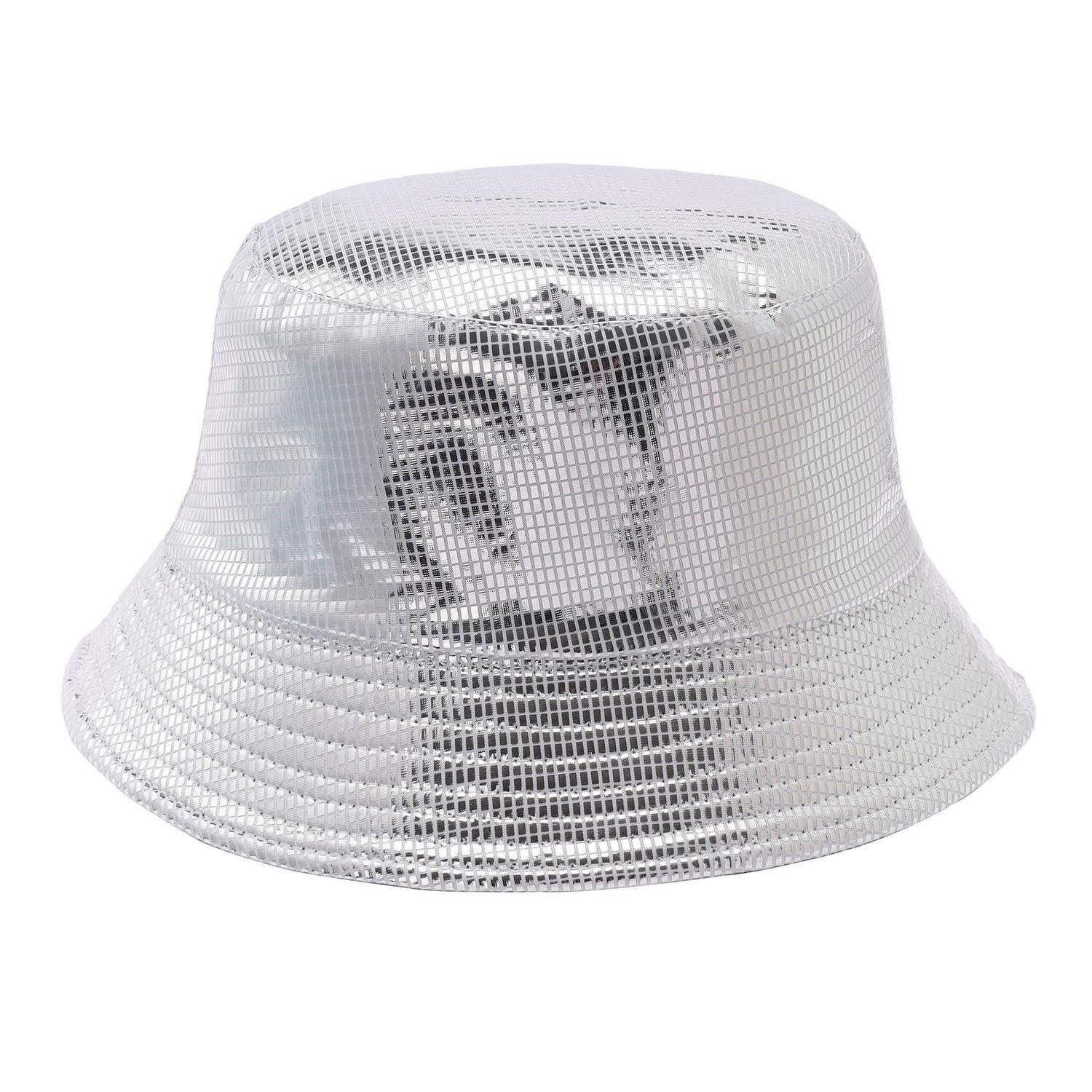 LuxusKollektion Fischerhut Paillettenhut Partyhut Karneval Disco Unisex Glitzer C.Silber