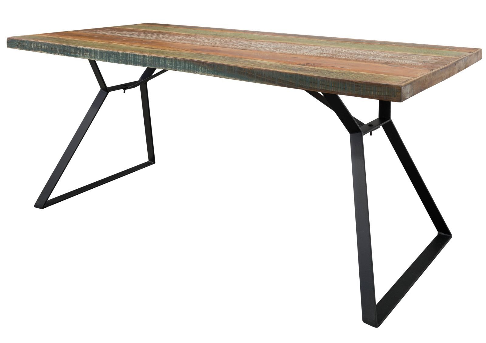 Massivmoebel24 Esstisch INDUSTRIALAltholzMassivholzmehrfarbig (Massivholz zerlegt 77 kg INDUSTRIAL #13), Altholz 180x90x76 cm (BxTxH) mehrfarbig lackiert