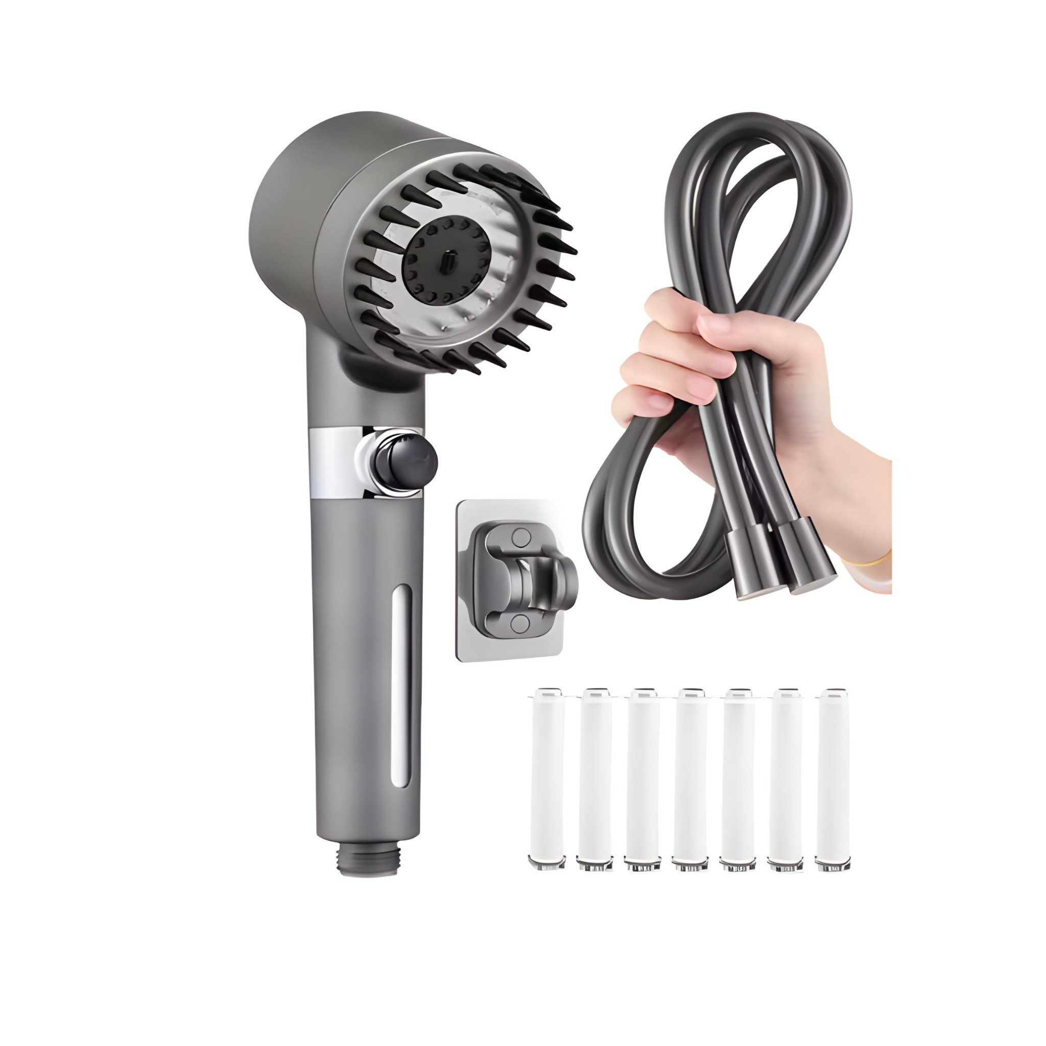 LuxaSteel Handbrause Massage Duschkopf Spa, integrierter Filter, 3 Modi, Hochdruck, (Komplett-Set, Direkt einsatzbereit), Wellness Handbrause mit 3 Modi & wechselbaren Filter