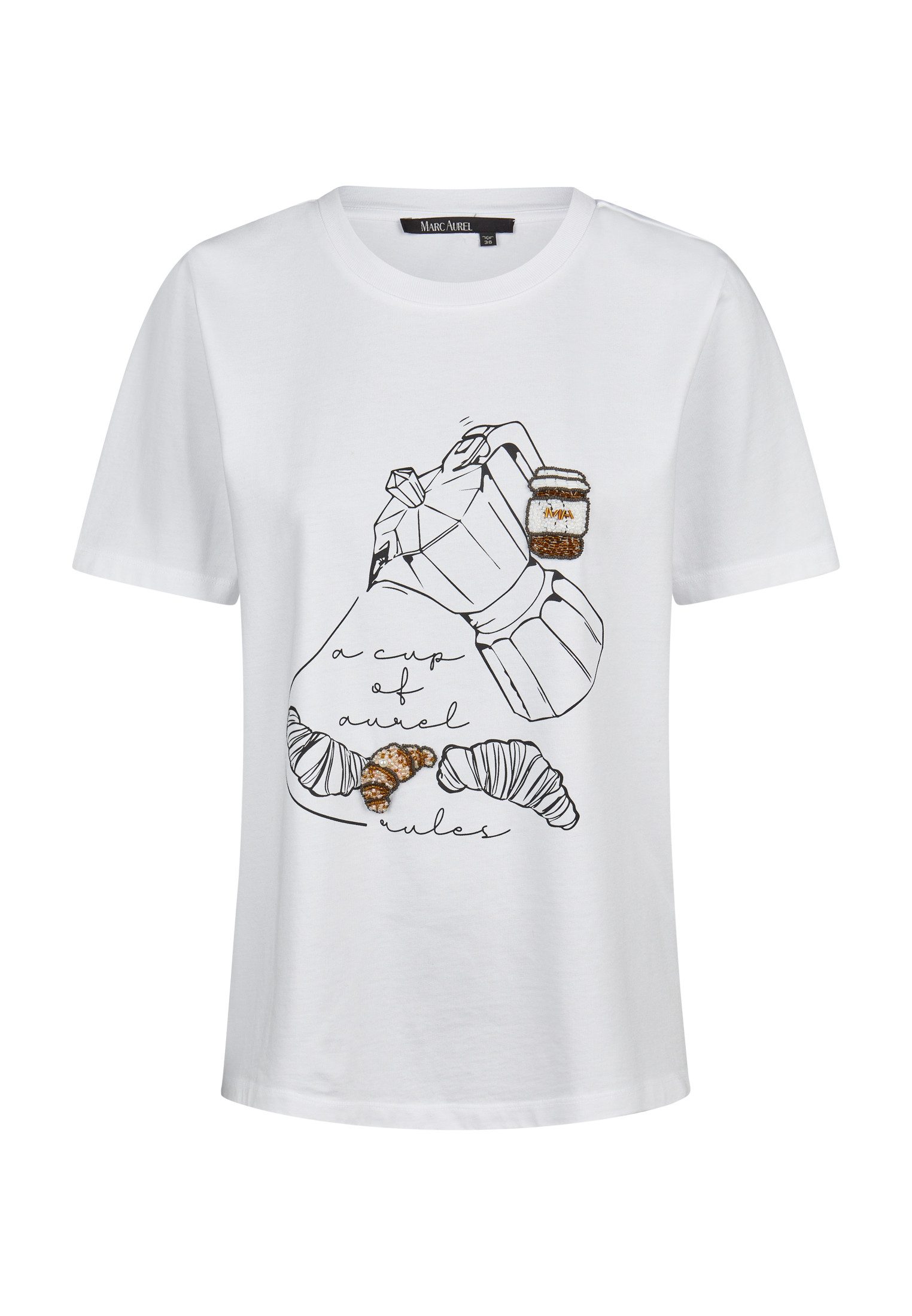 MARC AUREL Langarmshirt Oversized Shirt mit Kaffee Print