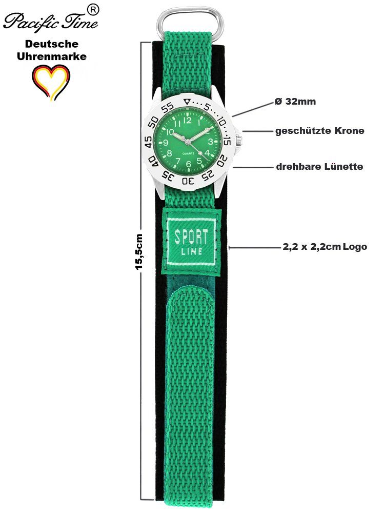 Pacific Time Quarzuhr Kinder Armbanduhr Sport Stoffarmband Klettverschluß, Gratis Versand
