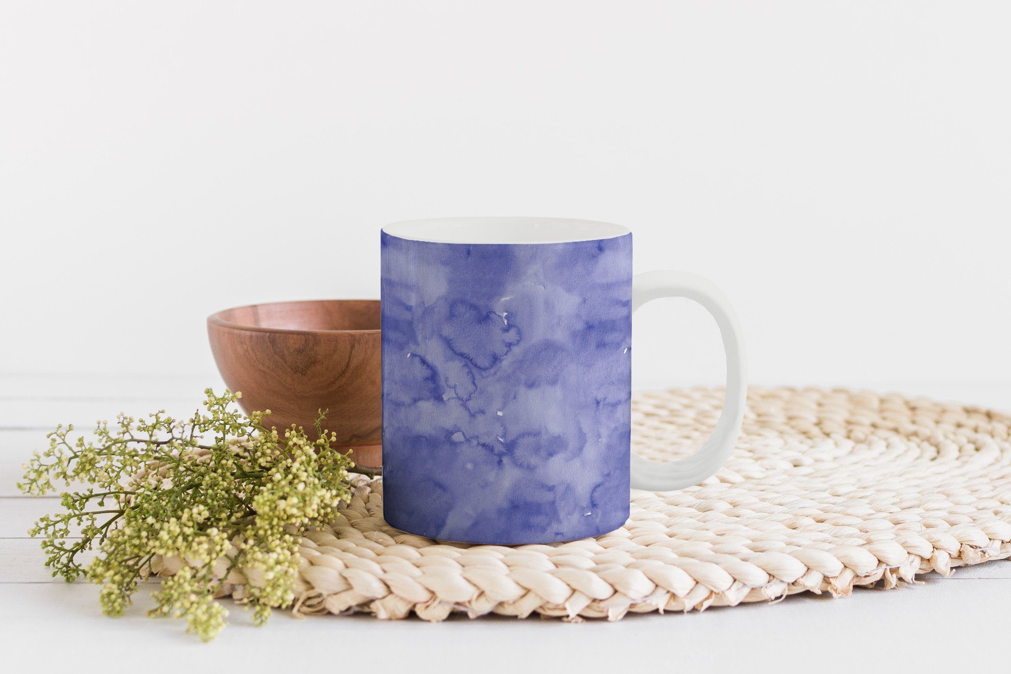 Marmor, MuchoWow Lila Keramik, Teetasse, - Aquarell - Muster Geschenk Teetasse, Kaffeetassen, Becher, Tasse -