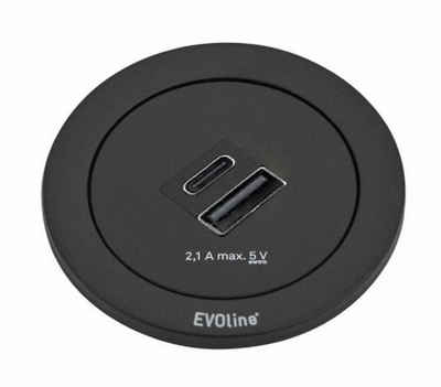 Evoline Steckdose Evoline® One Doppel USB A+C Ladestation Ring schwarz 7053182