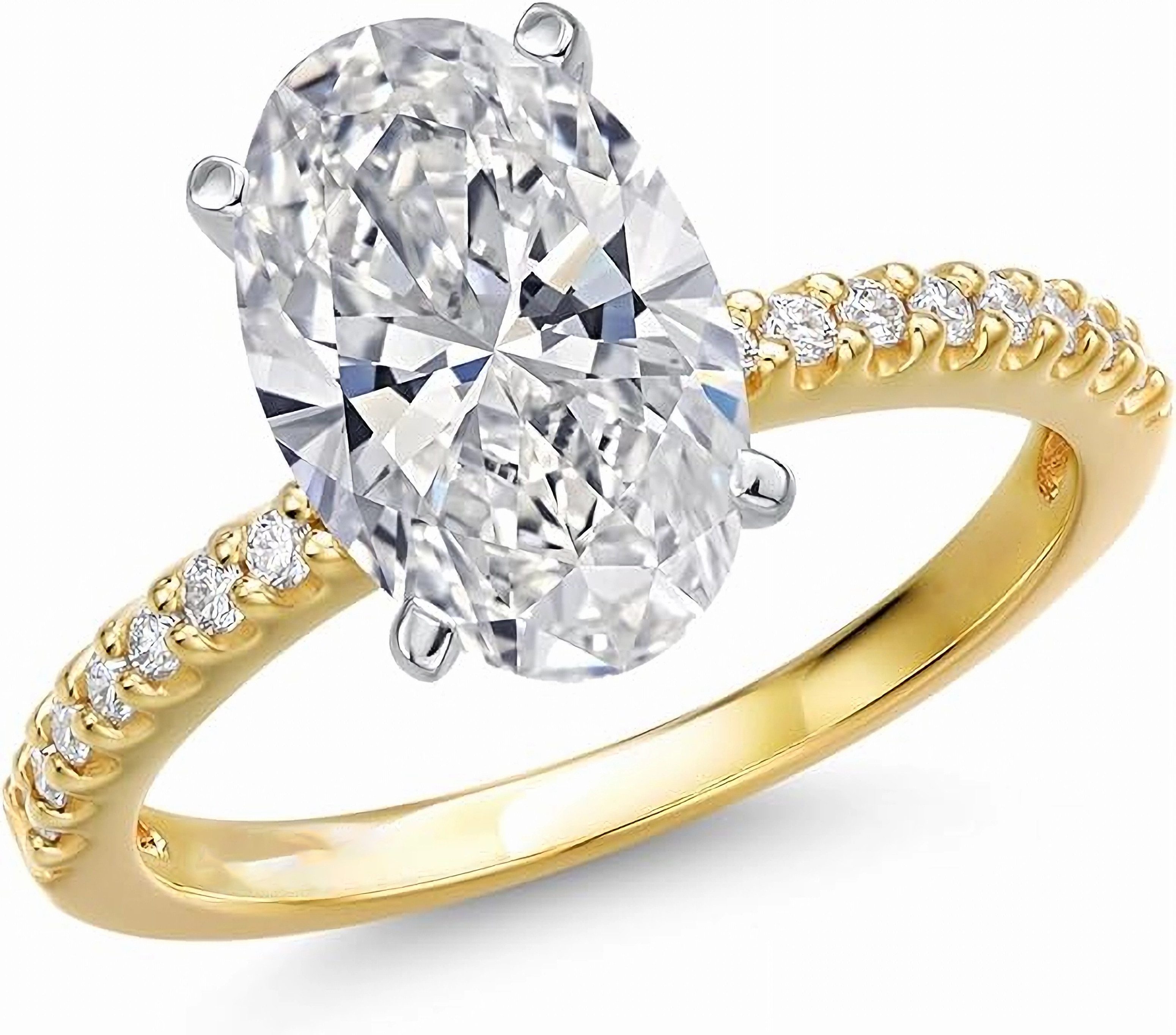 Jumpeak Verlobungsring 585er Gold,3 Karat im Labor elliptisch, Damen-Ehering, E VVS2,2EX,IGI-Zertifikat,ring damen,geschenk