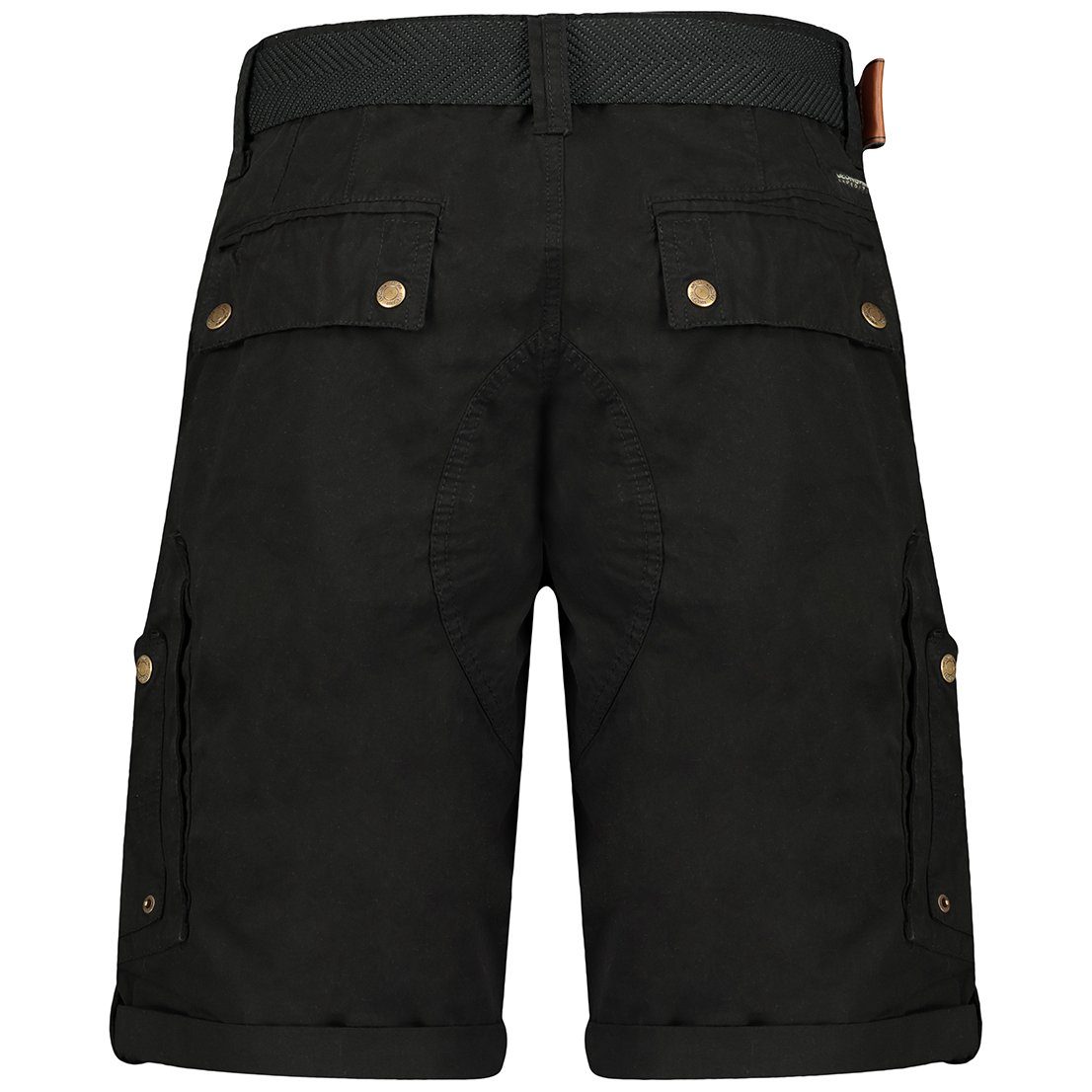 unifarben Cargoshorts Norway Geo Schwarz PASSPARTOUT kurze abnehmbarem Geo Herren Hose, Shorts Shorts, (mit Norway Gürtel)