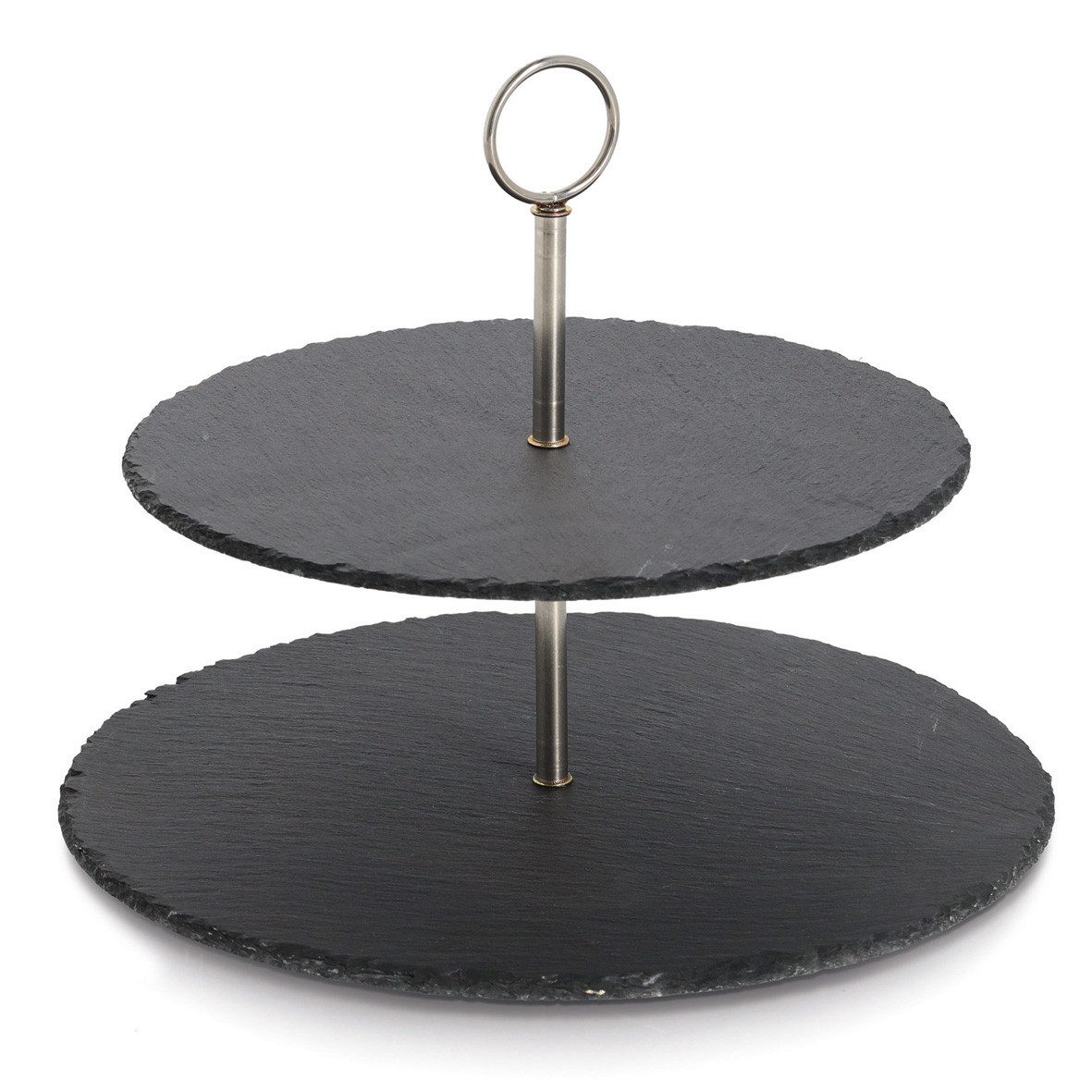 Zeller Present Badaccessoire-Set Etagere, Schiefer/Metall, anthrazit, ca. Ø 30 x 23 cm