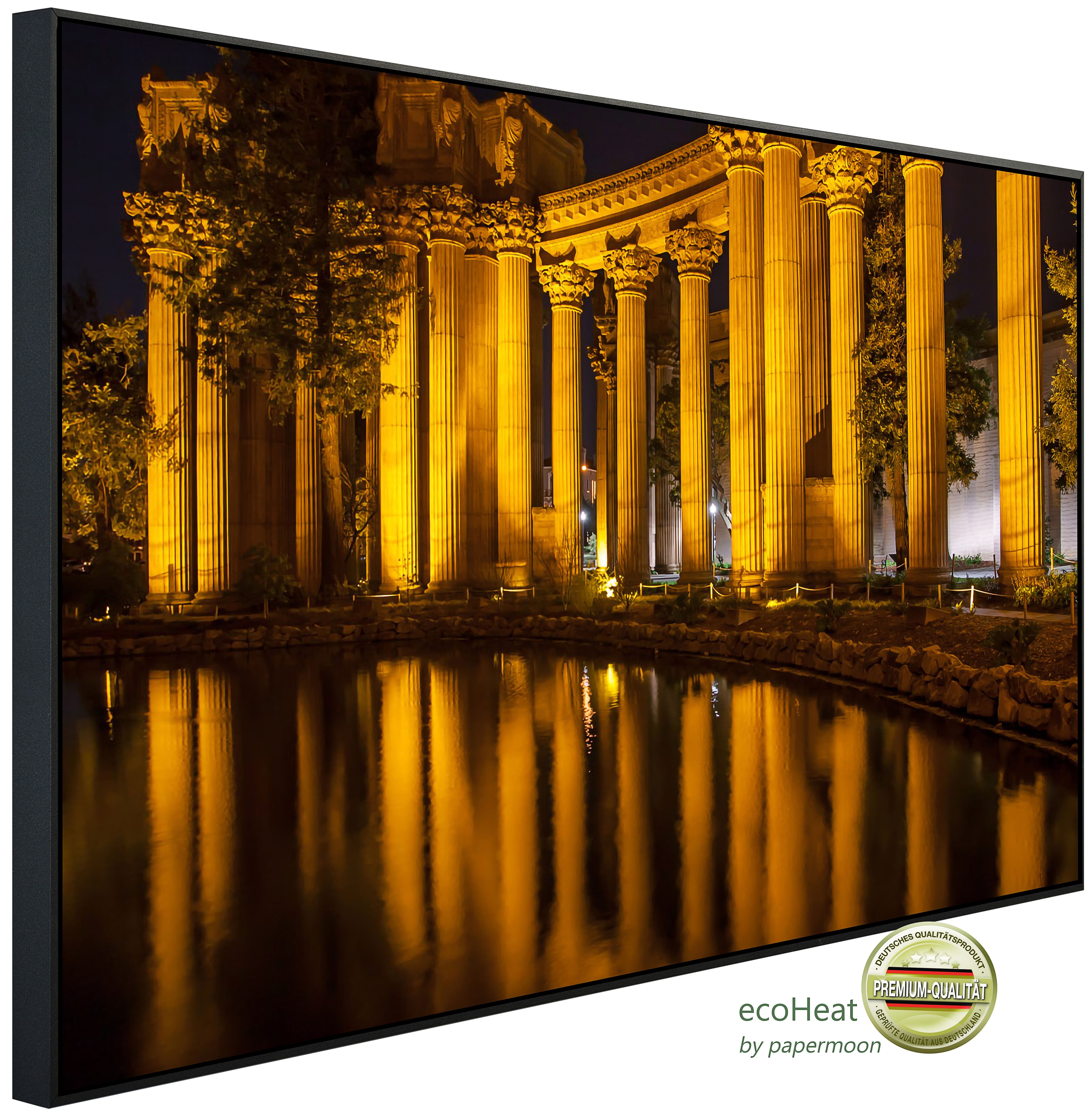 Papermoon Infrarotheizung INFRAROT-BILD-HEIZUNG, Antike Säulen bei Nacht, TÜV-Rheinland/GS zertifiziert, angenehme Strahlungswärme